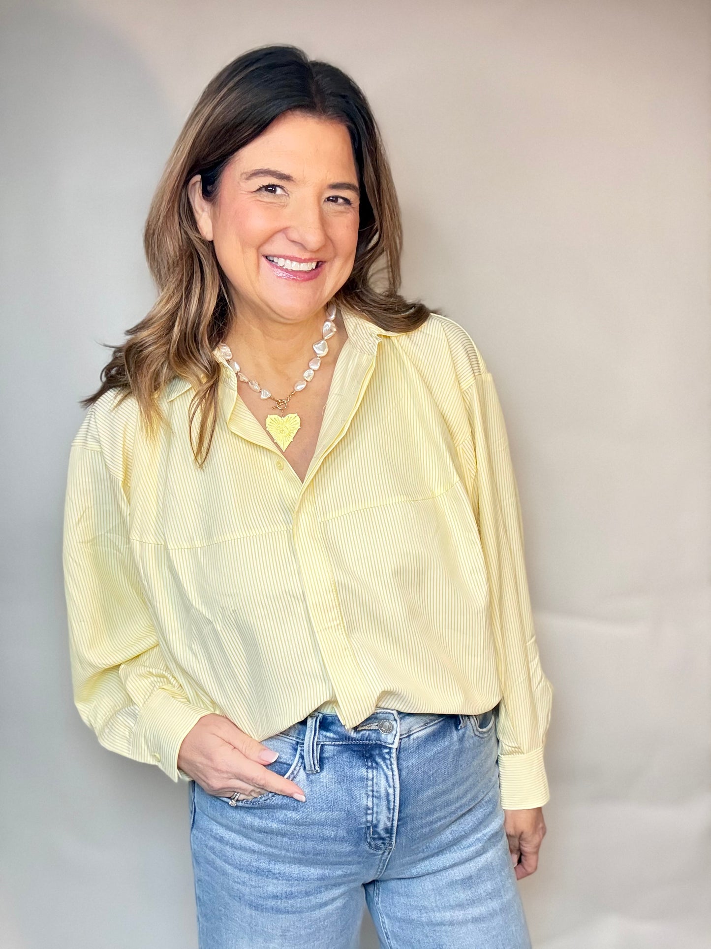 Yellow Stripe Button Down