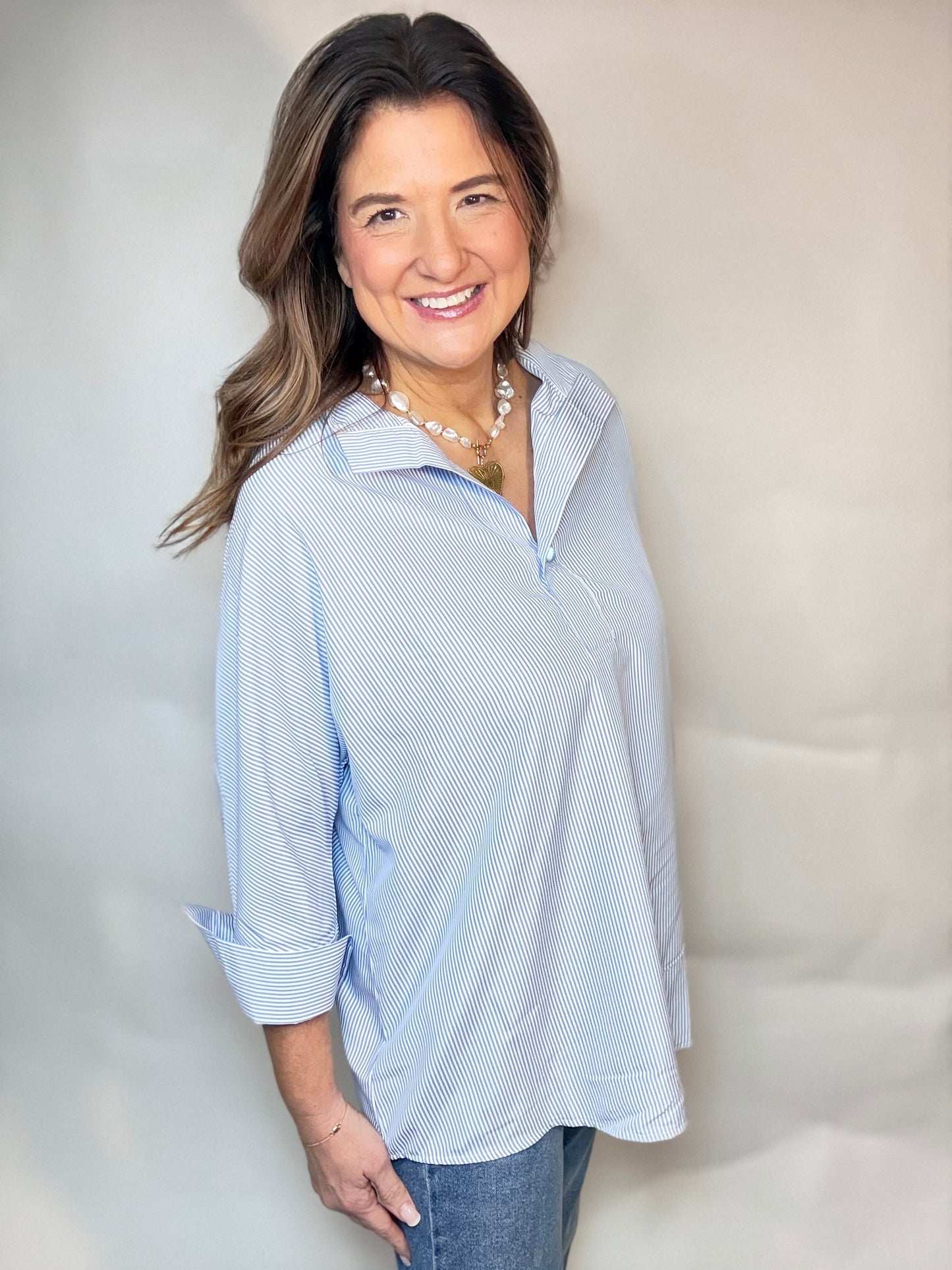 The Blue Stripe Tunic Top