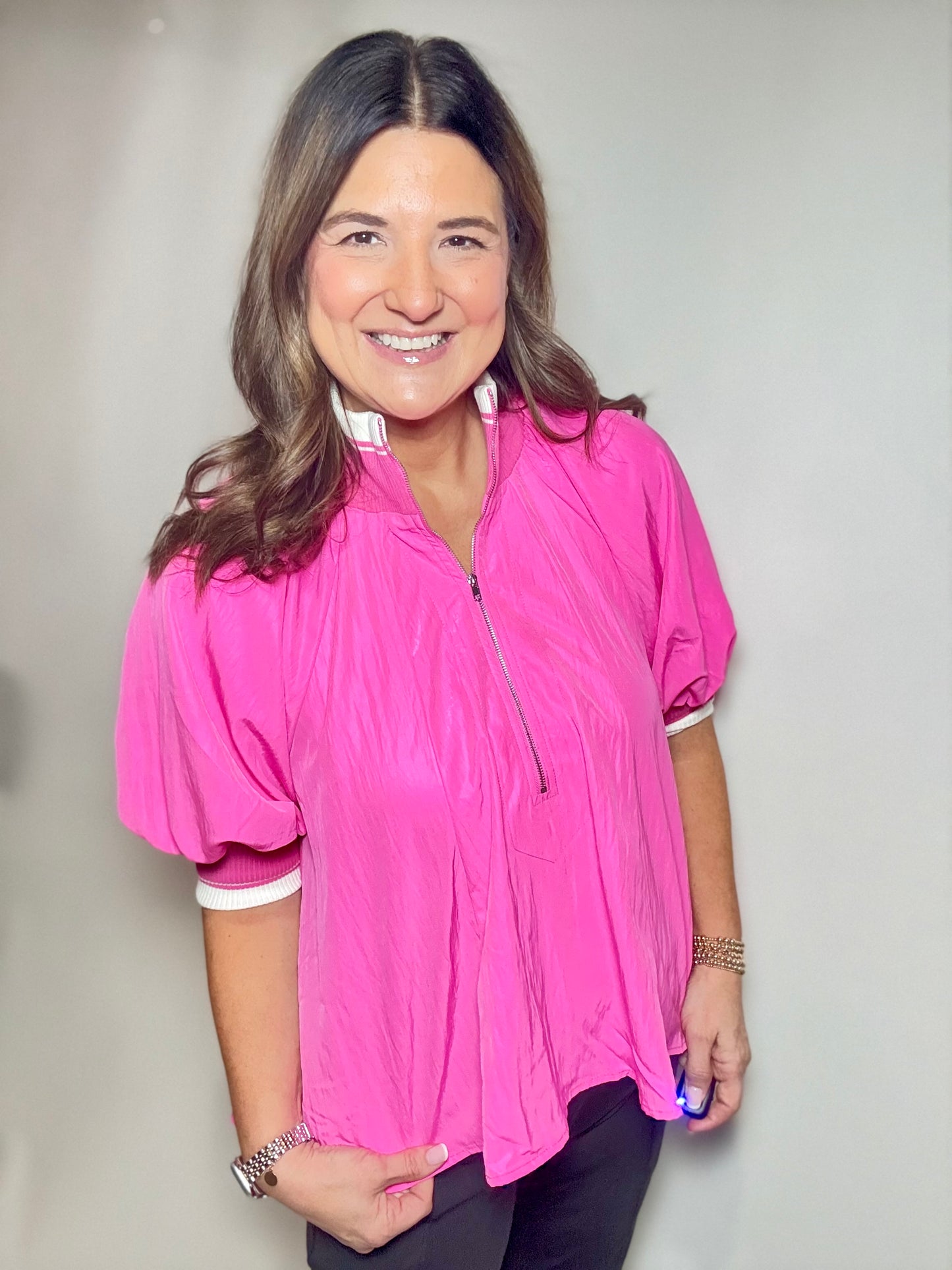 The Barbie Pink Zip Top