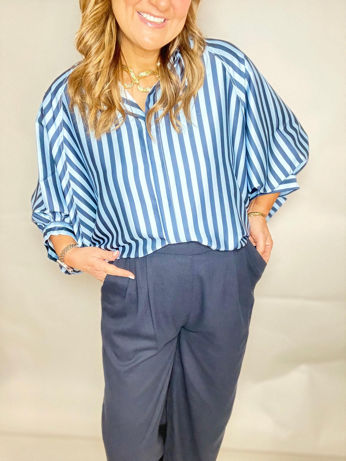 The Navy Linen Dress Pants