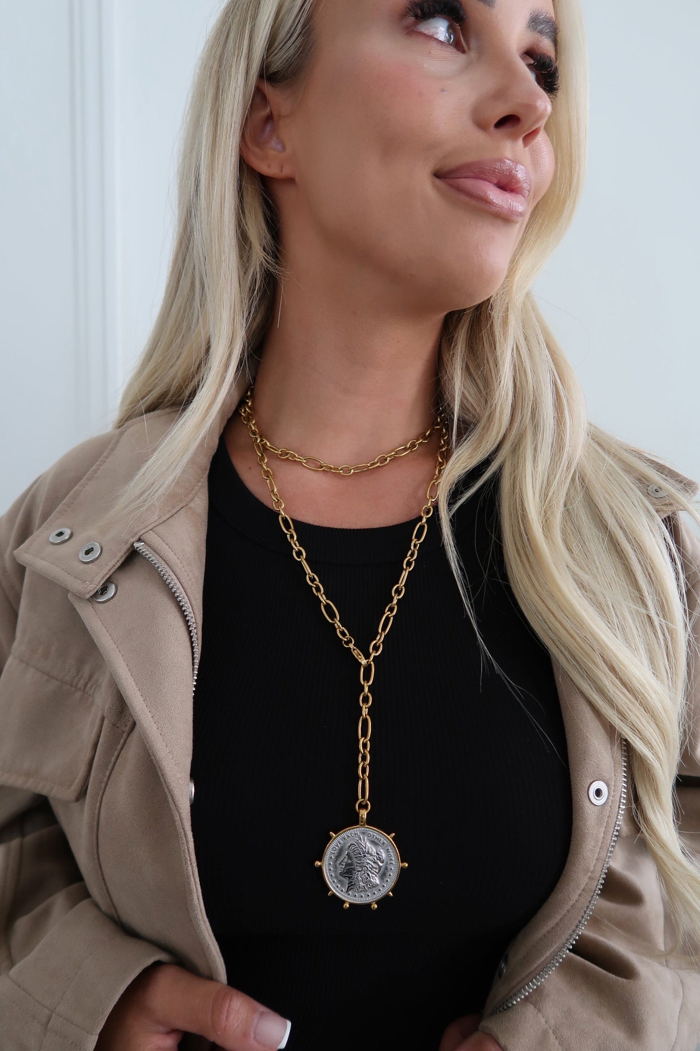 TWO TONED WRAP AROUND COIN NECKLACE - Triple Charm Boutique