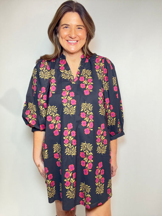 The  Black Floral Shift Dress