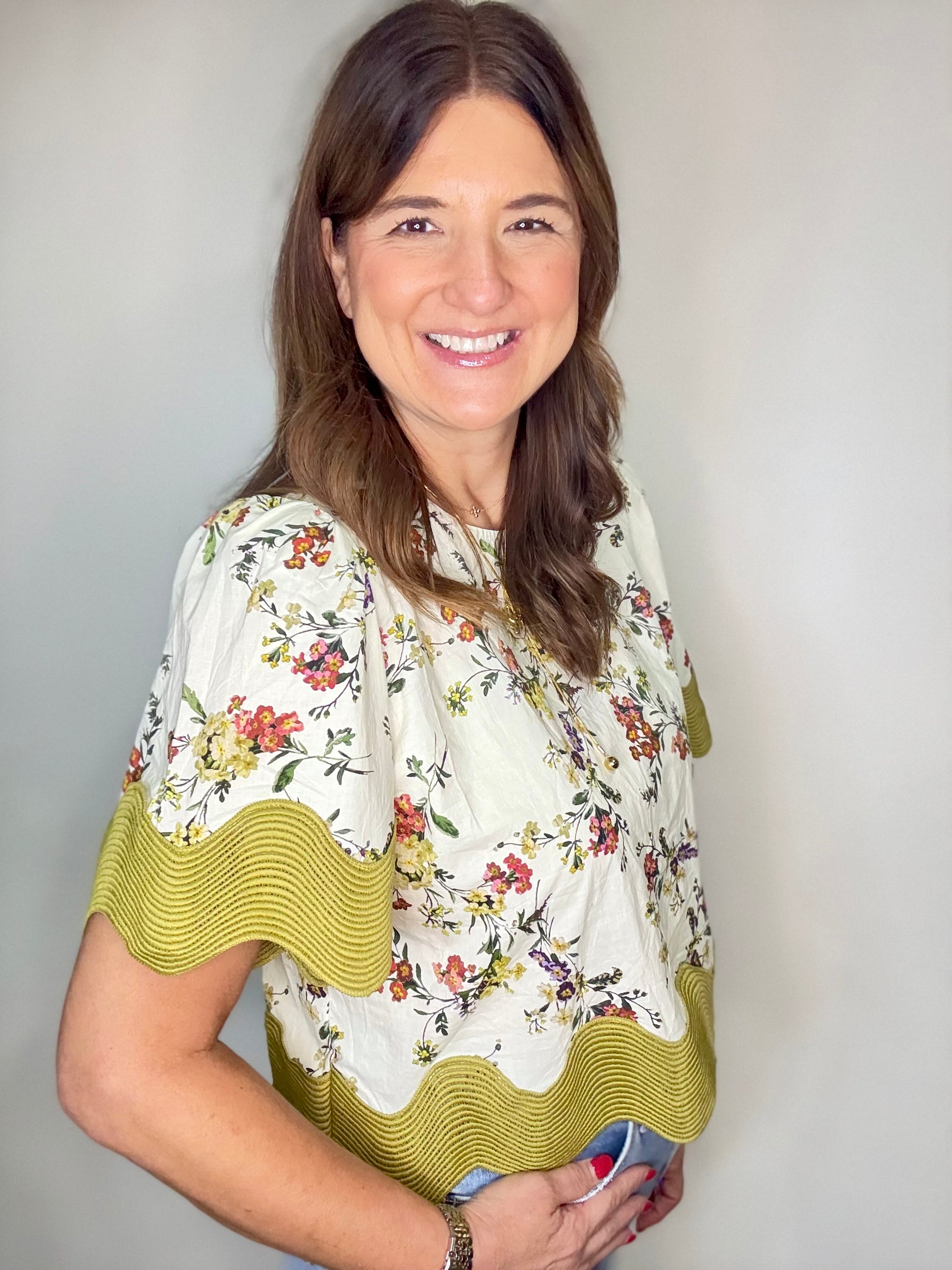 The Flirty Flower Blouse - Triple Charm Boutique