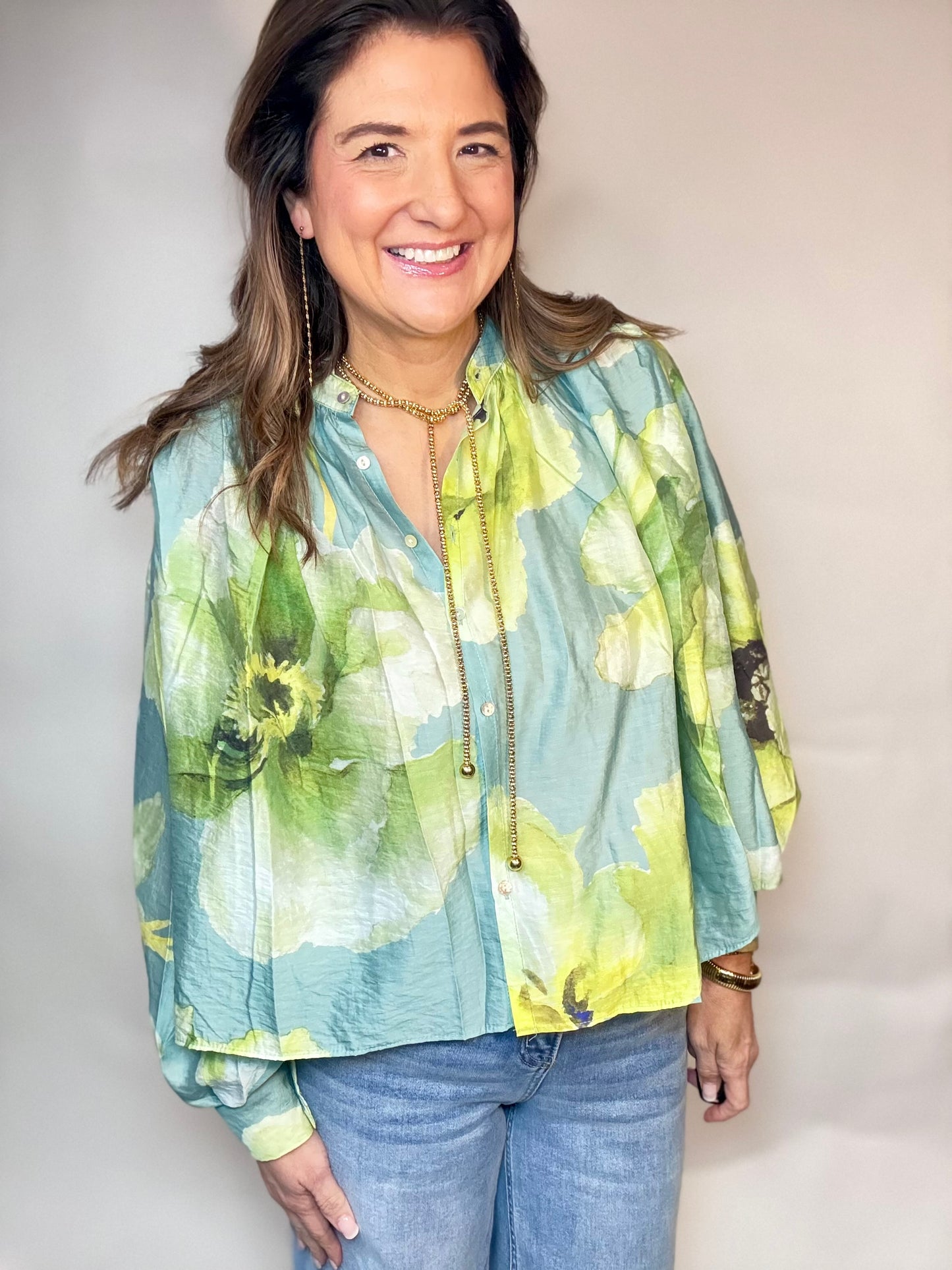 The Green Floral  Blouse
