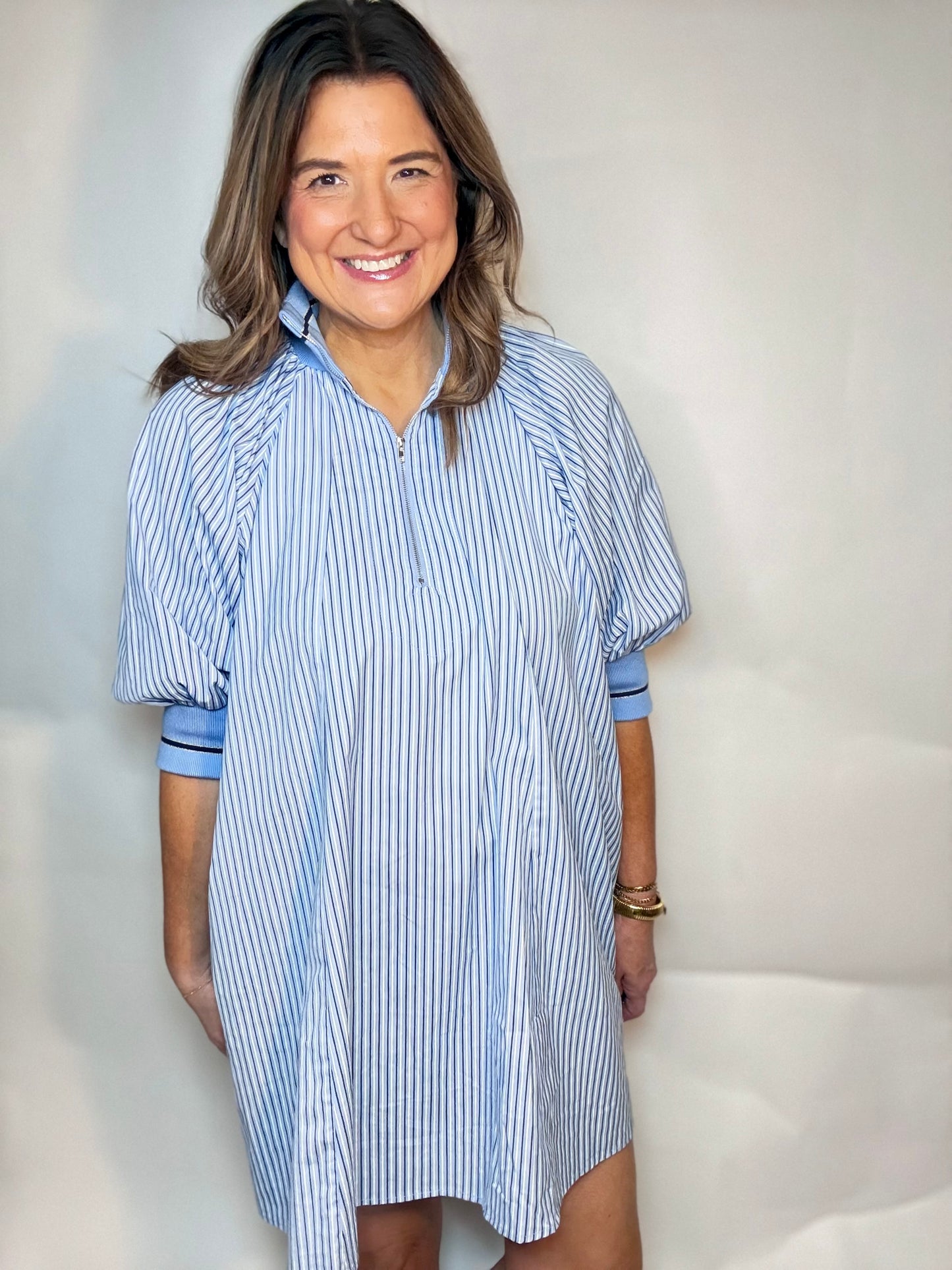 The Blue Stripe Zip Dress