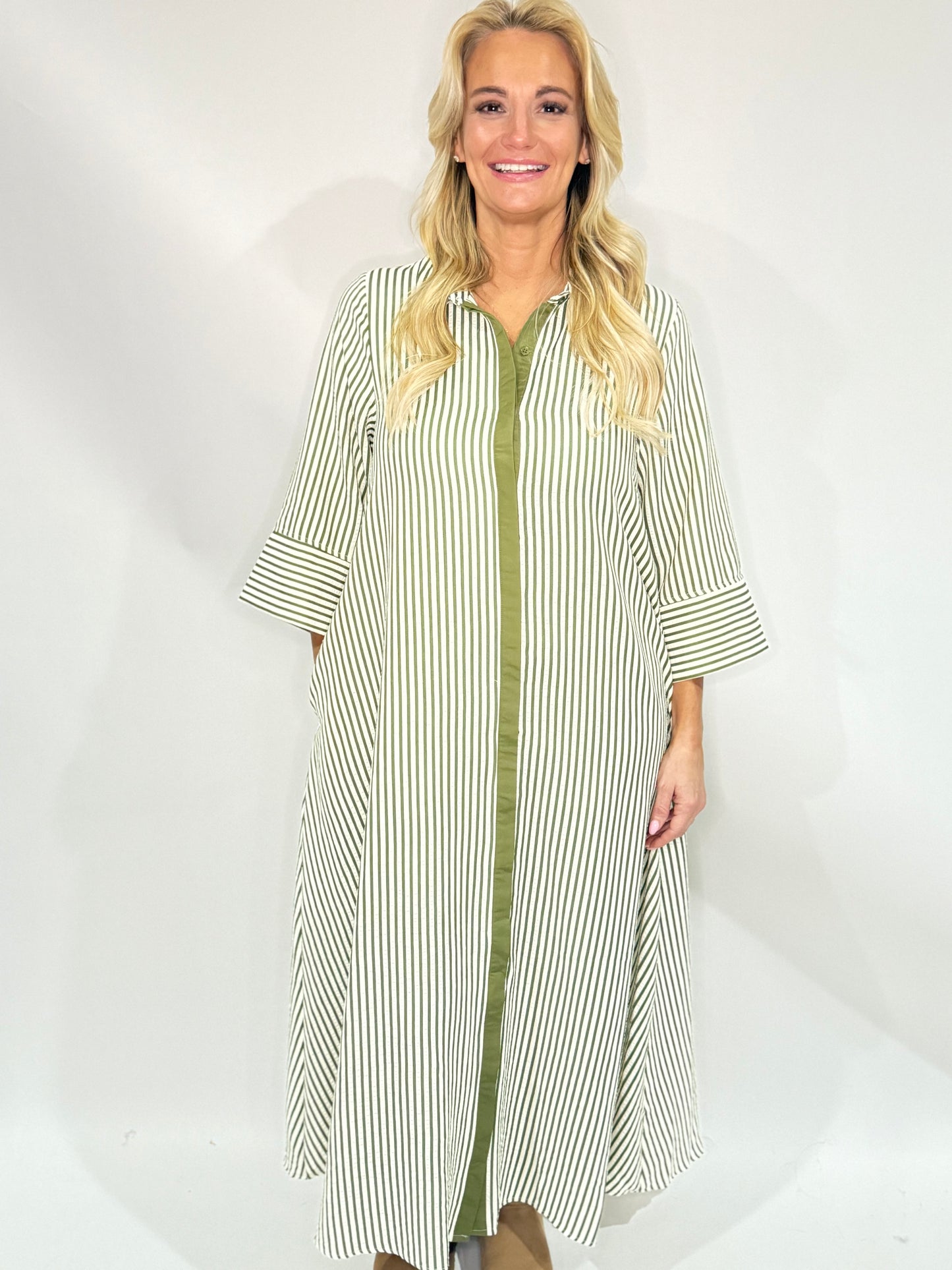 The Green Stripe Maxi Dress