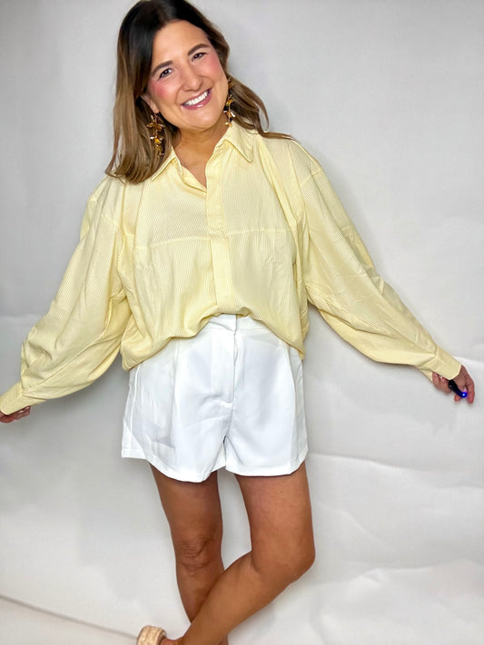 Yellow Stripe Button Down - Triple Charm Boutique