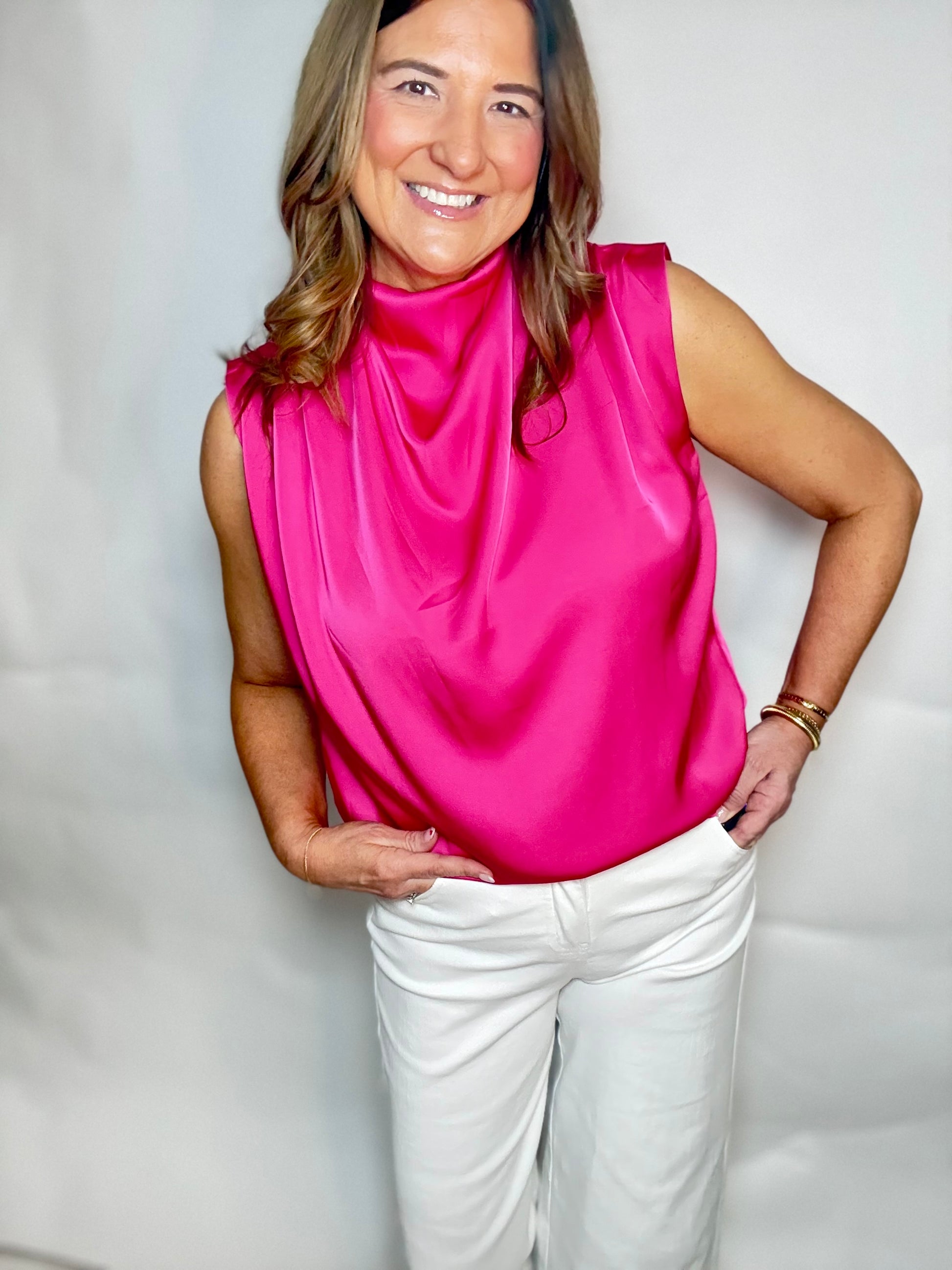 Hot Pink Dressy Top - Triple Charm Boutique