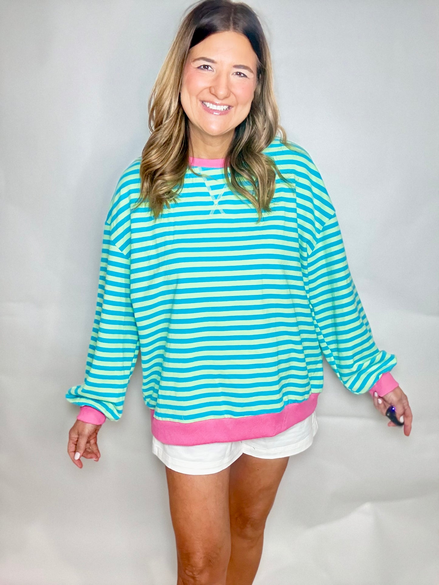 The Pink Melon Stripe Sweatshirt