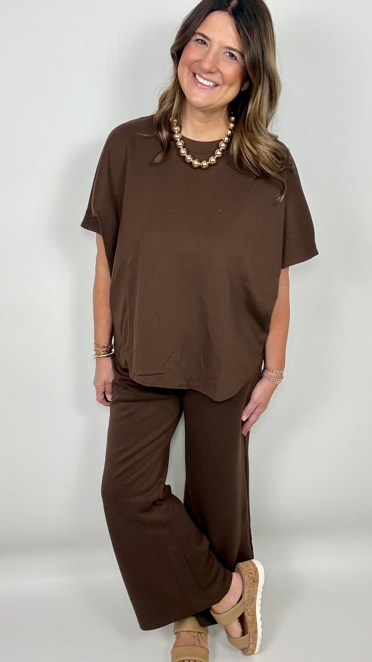 The Chocolate Brown Scuba Pants Set