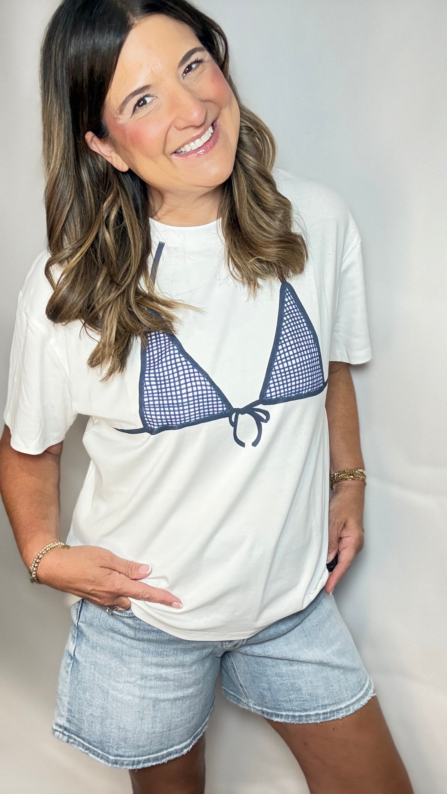 The Navy Blue Bikini Top Tee