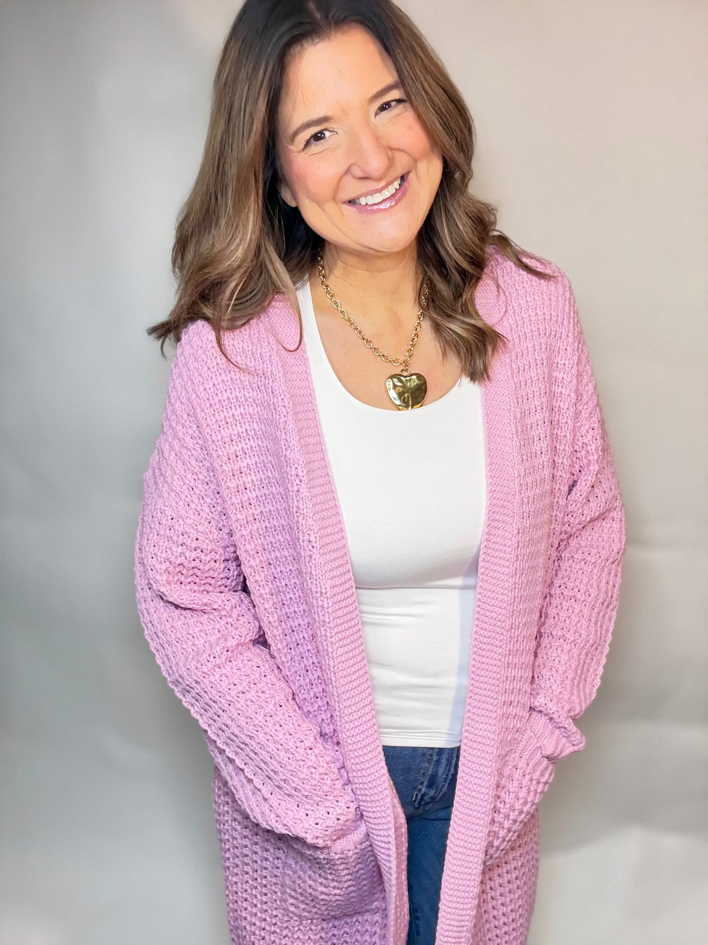 Pink Oversized Cardigan Sweater