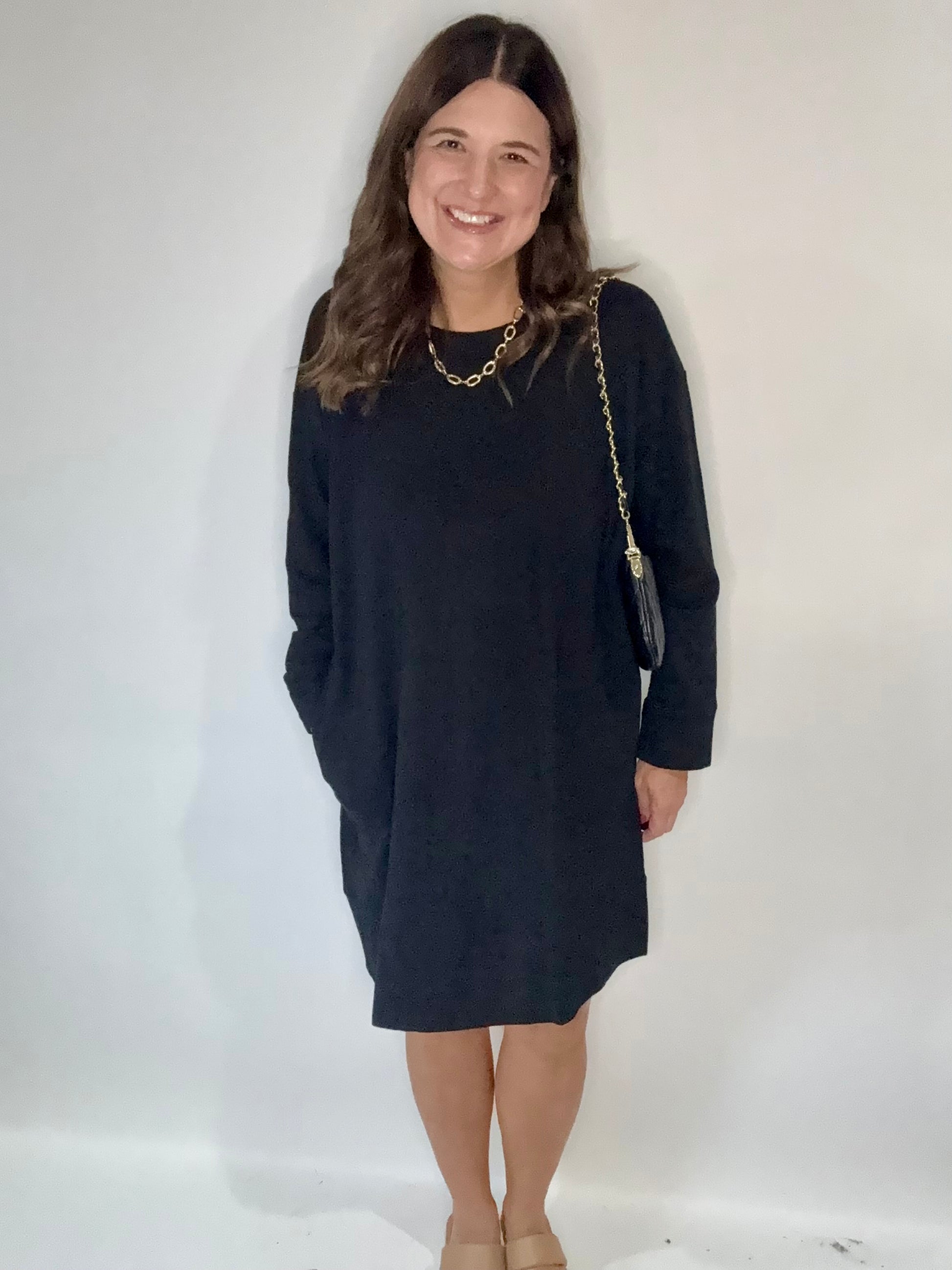PJ Harlow Black  Oversized Sweatshirt Dress/Gown - Triple Charm Boutique