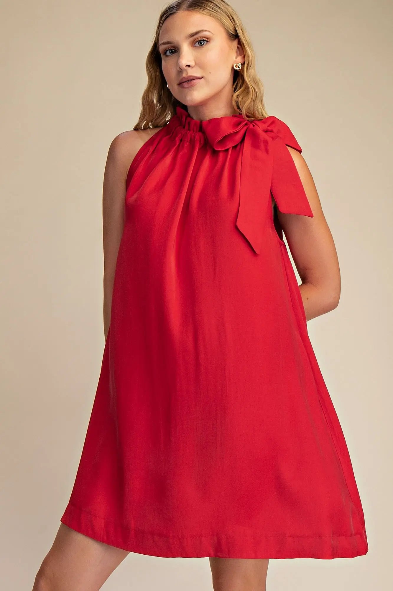 The Flirty Red Bow Mini Dress