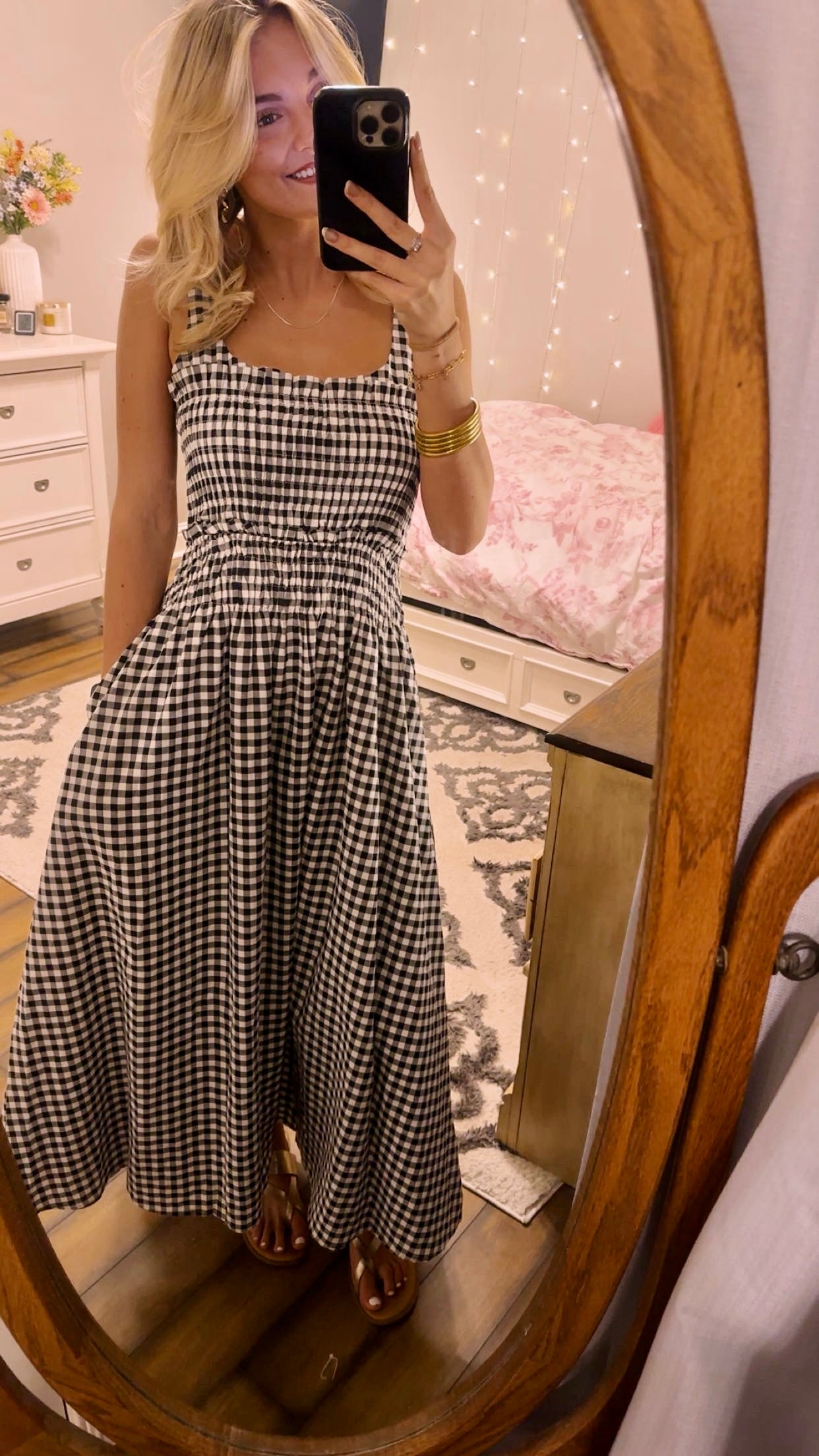 Lilly black gingham maxi dress - Triple Charm Boutique