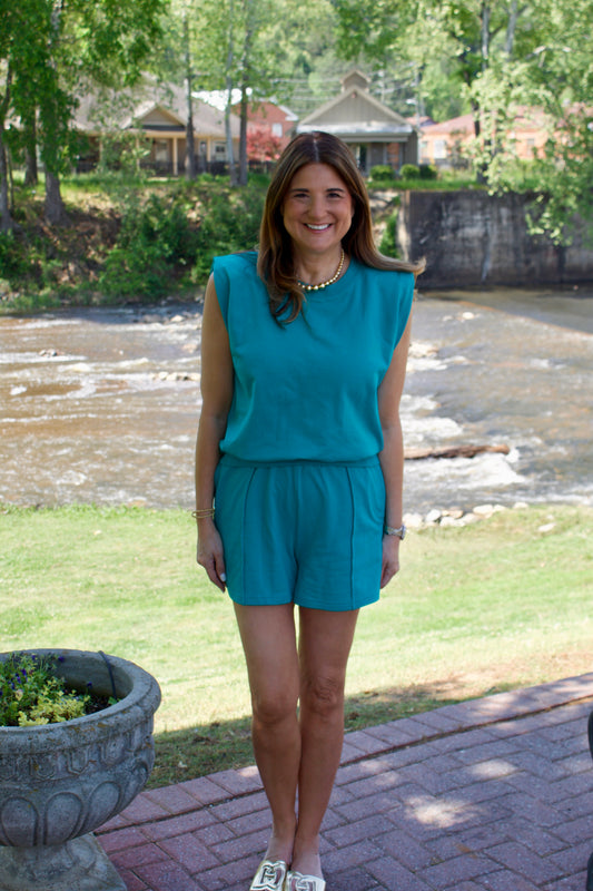 The French Terry Aqua Shorts Set - Triple Charm Boutique