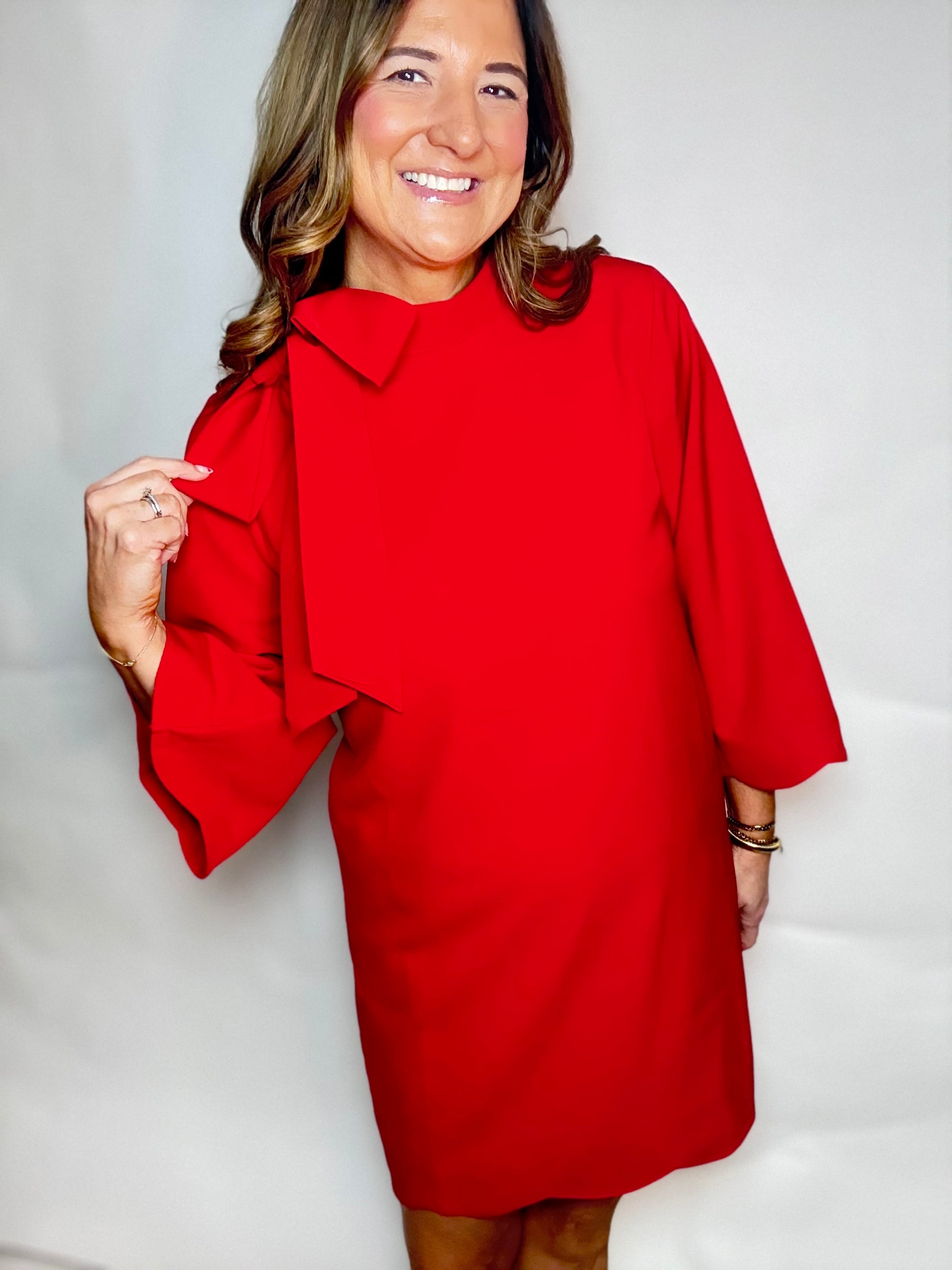 The Red Ribbon Bow Dress - Triple Charm Boutique