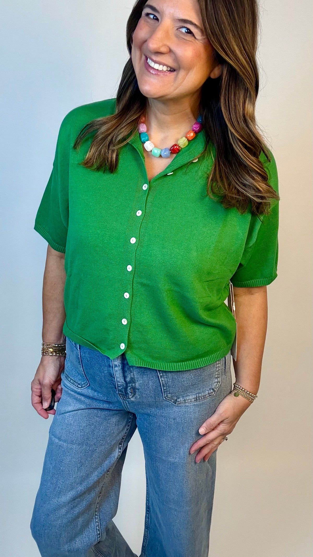 The Green Button Up Sweater