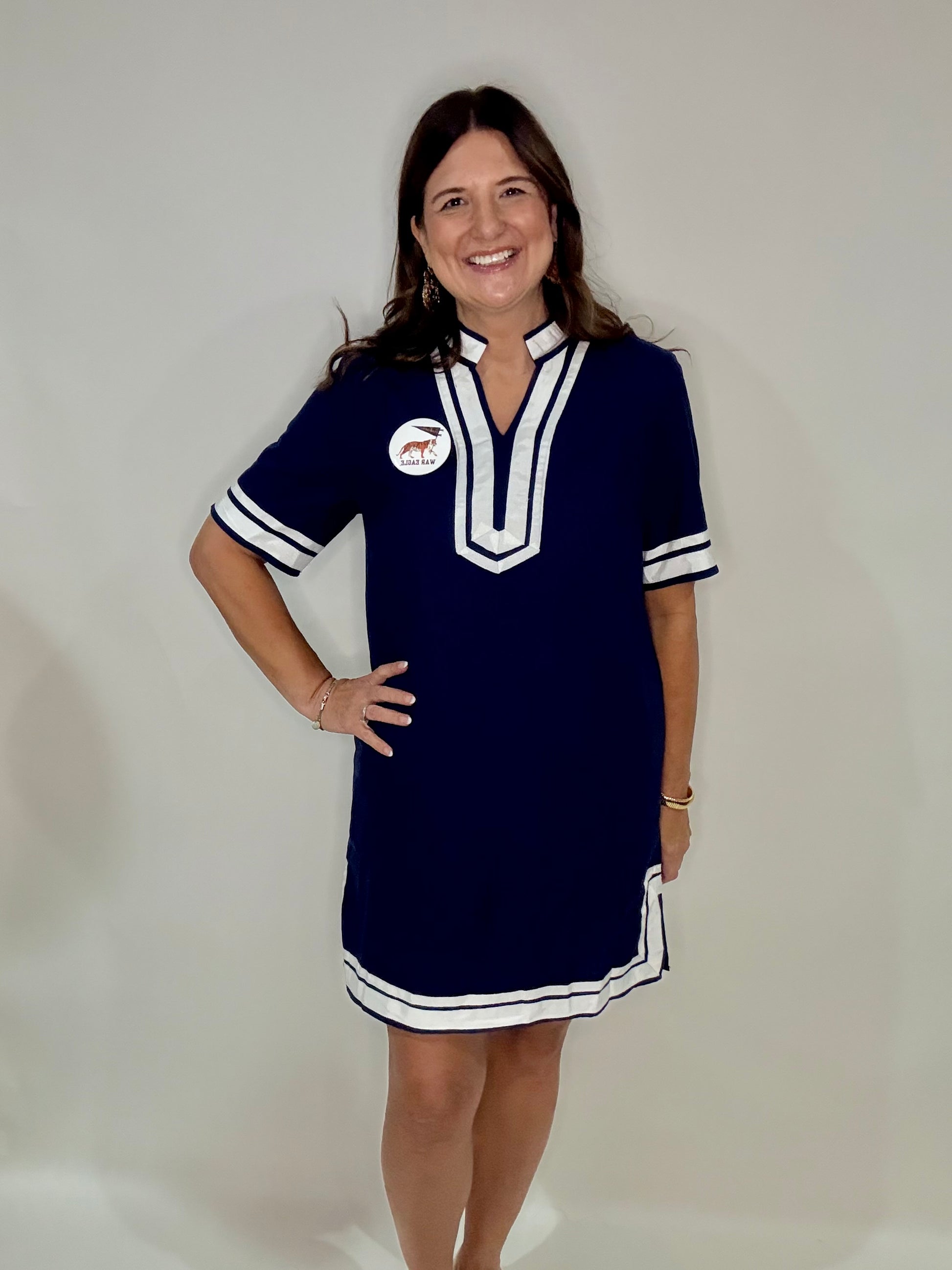 The Nautical Navy Linen Dress - Triple Charm Boutique