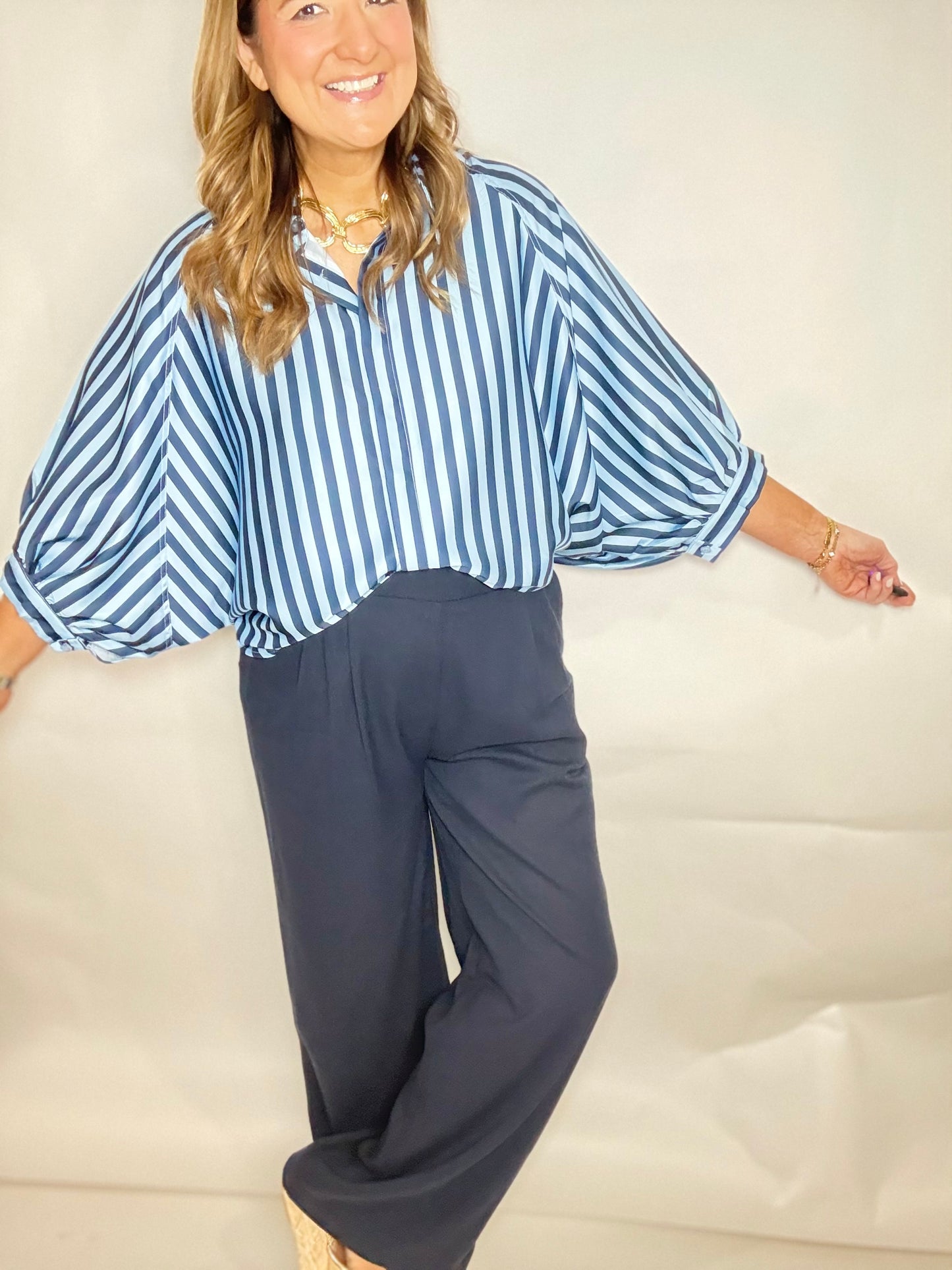 The Navy Linen Dress Pants