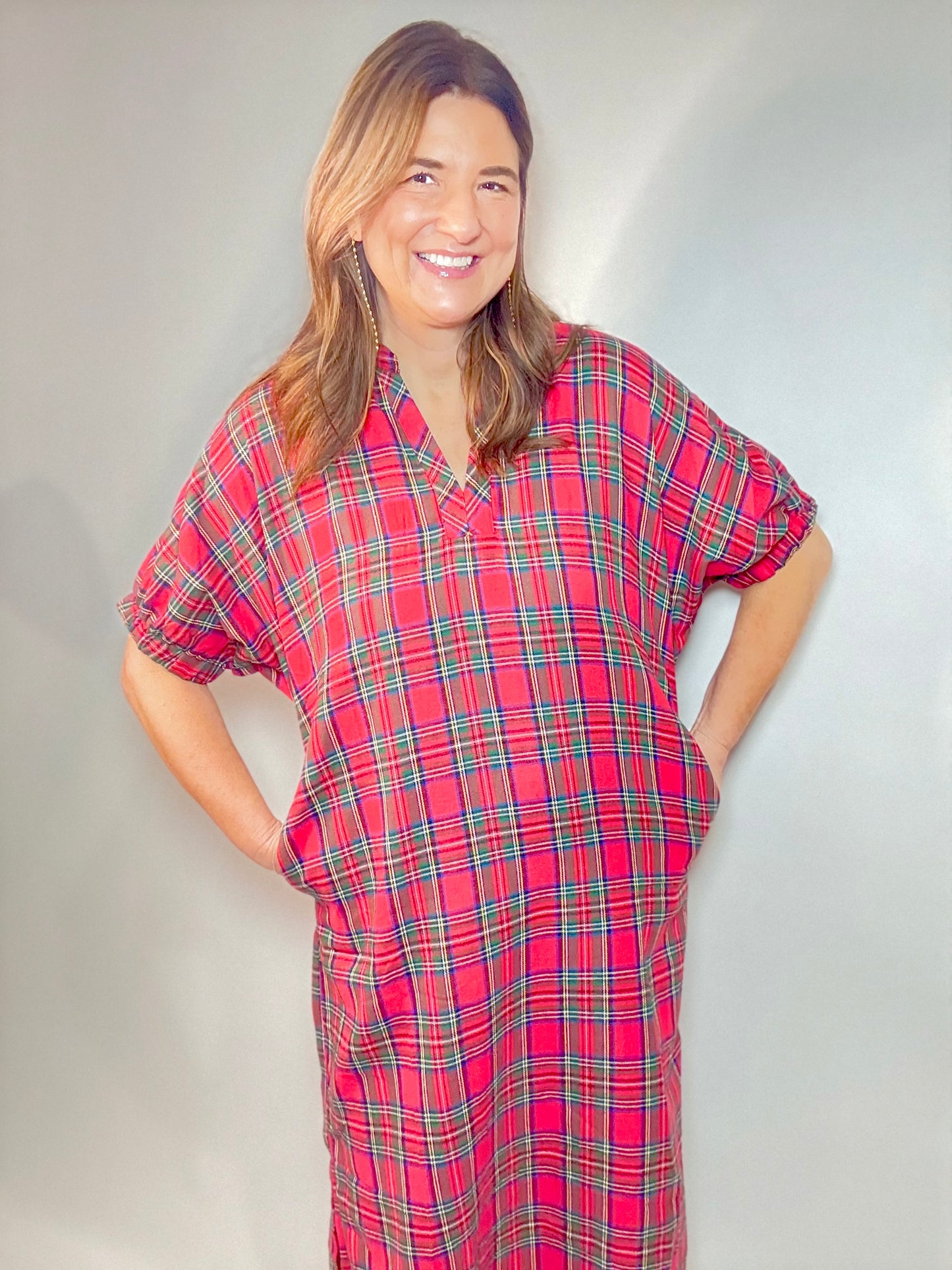 Red Plaid Maxi Dress