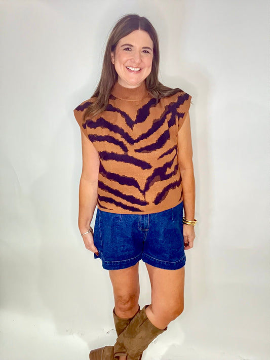The Tiger Stripe Cap Sleeve Sweater