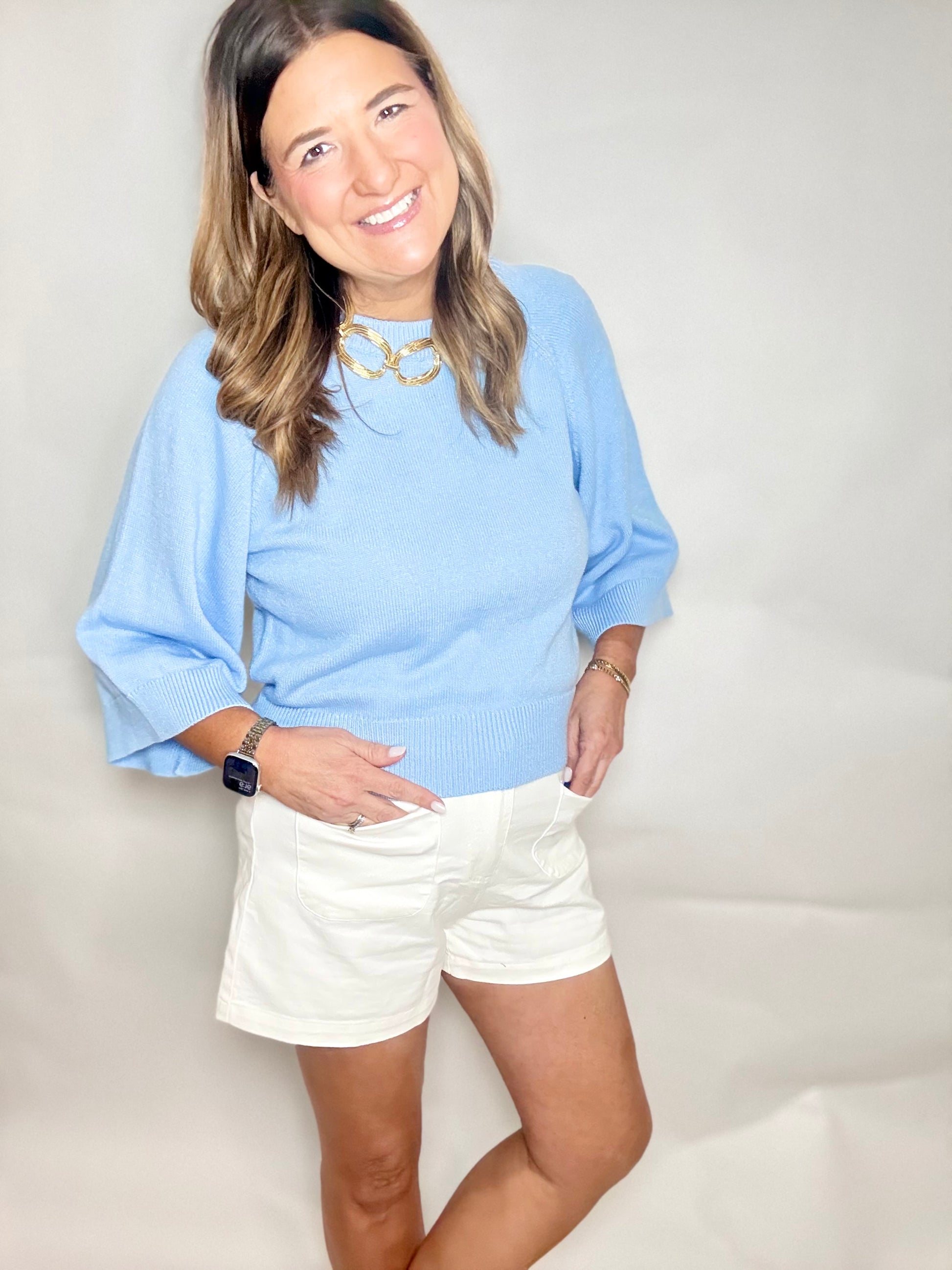 Pre-Order-The Soft Blue Bell Sweater - Triple Charm Boutique