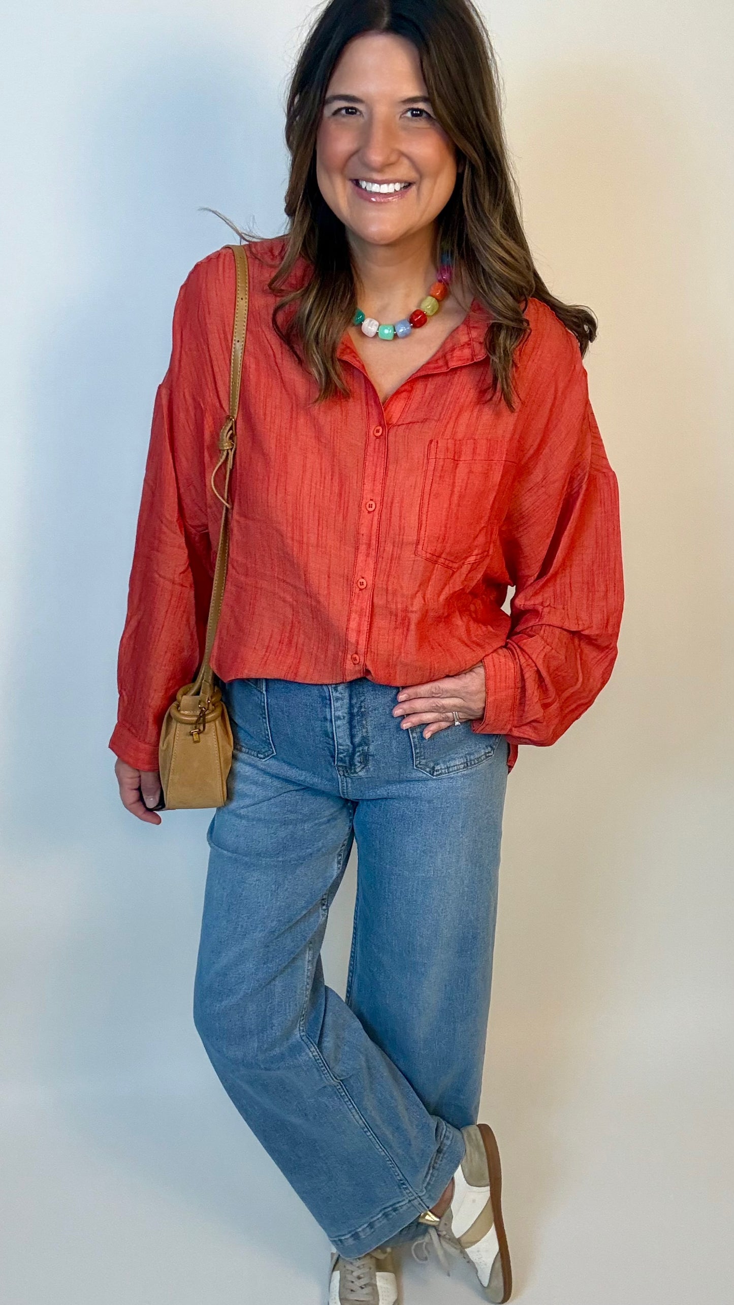 Red Button Up Shirt