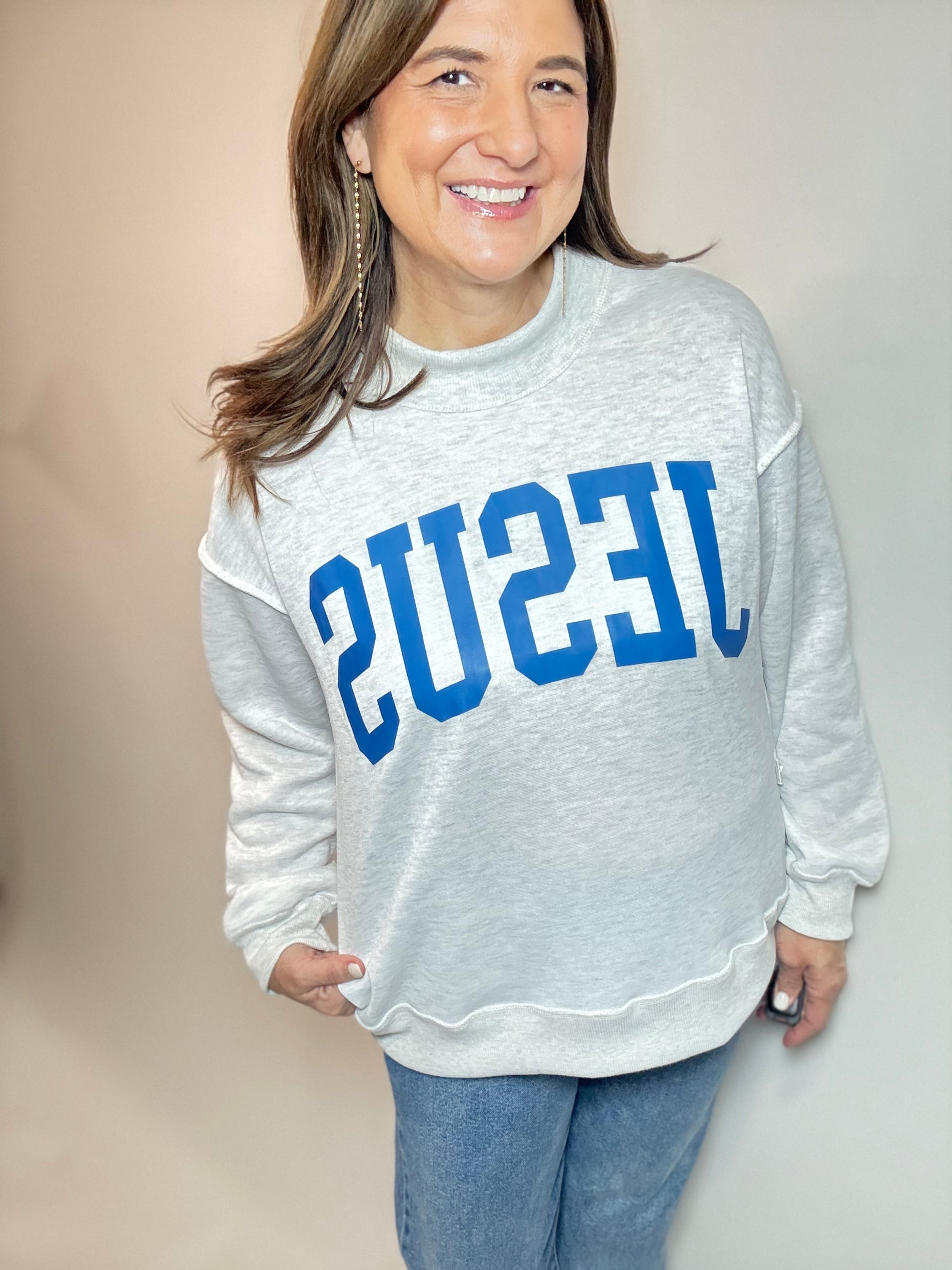 Jesus/God is Good reversible sweatshirt size small-medium - Triple Charm Boutique