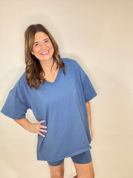 The Blue Biker Shorts Set