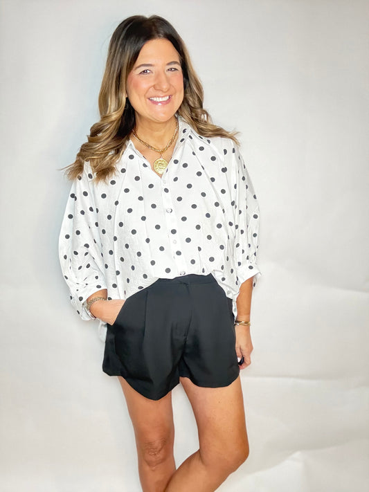 The Dotty White Blouse - Triple Charm Boutique