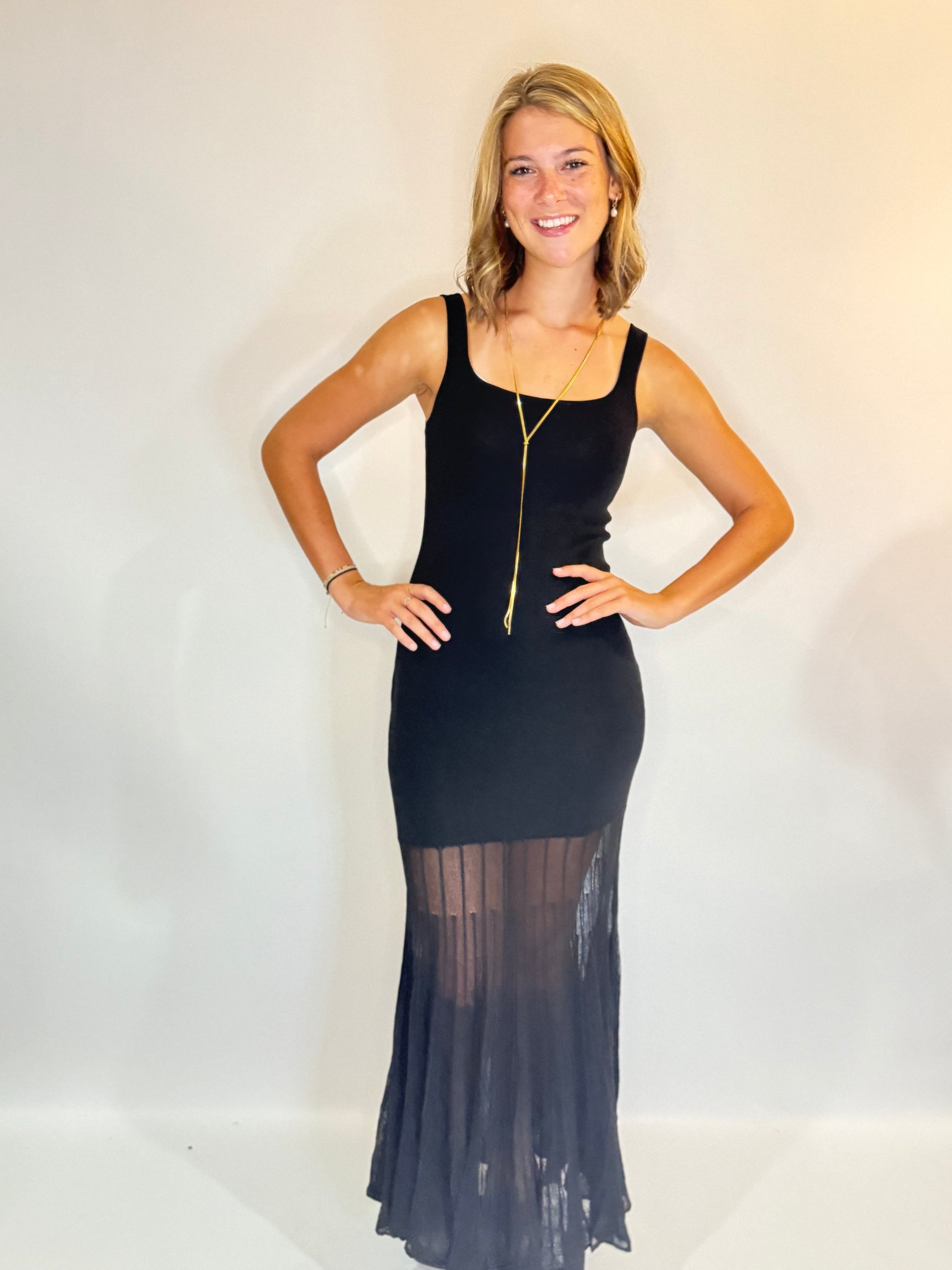 Sleevless Beautiful Black Fitted Maxi Dress - Triple Charm Boutique