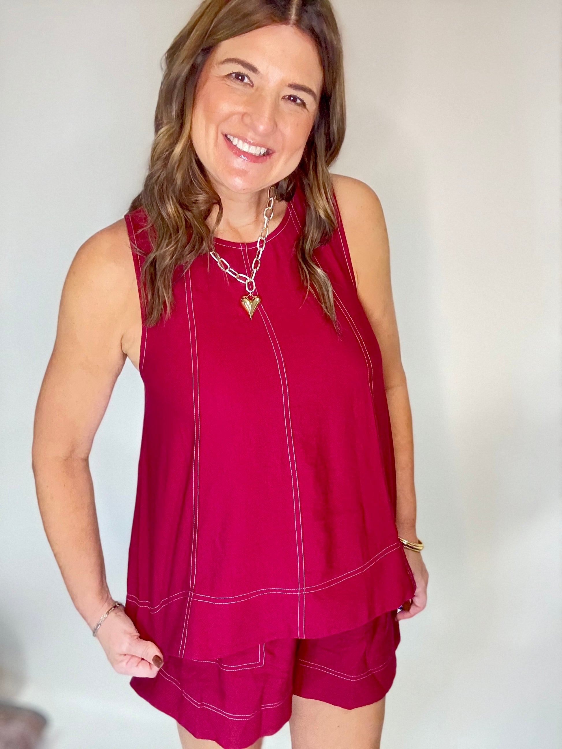 The Crimson Shorts Set - Triple Charm Boutique