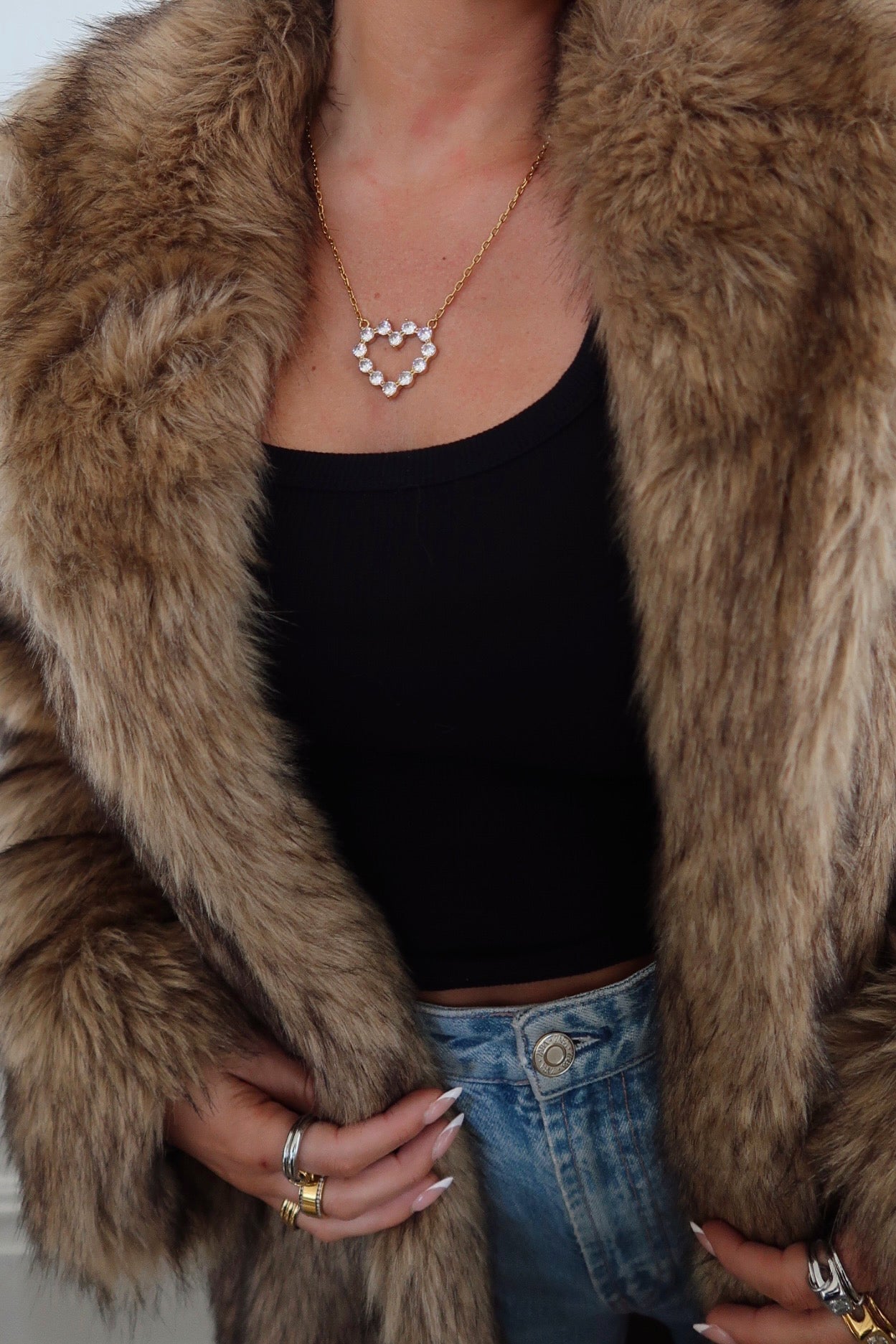 LARGE DIAMOND HEART NECKLACE ￼ - Triple Charm Boutique