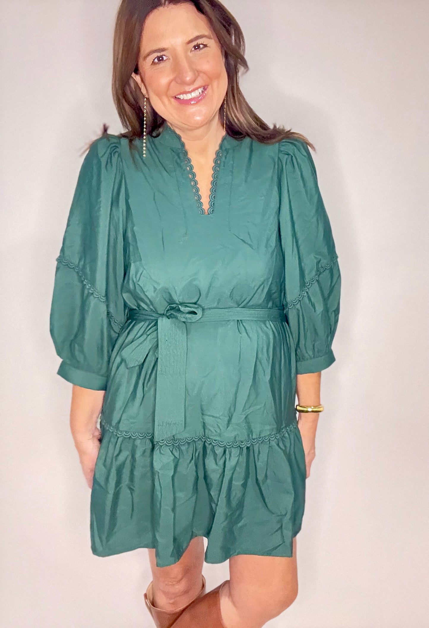 Hunter Green Mini Dress - Triple Charm Boutique