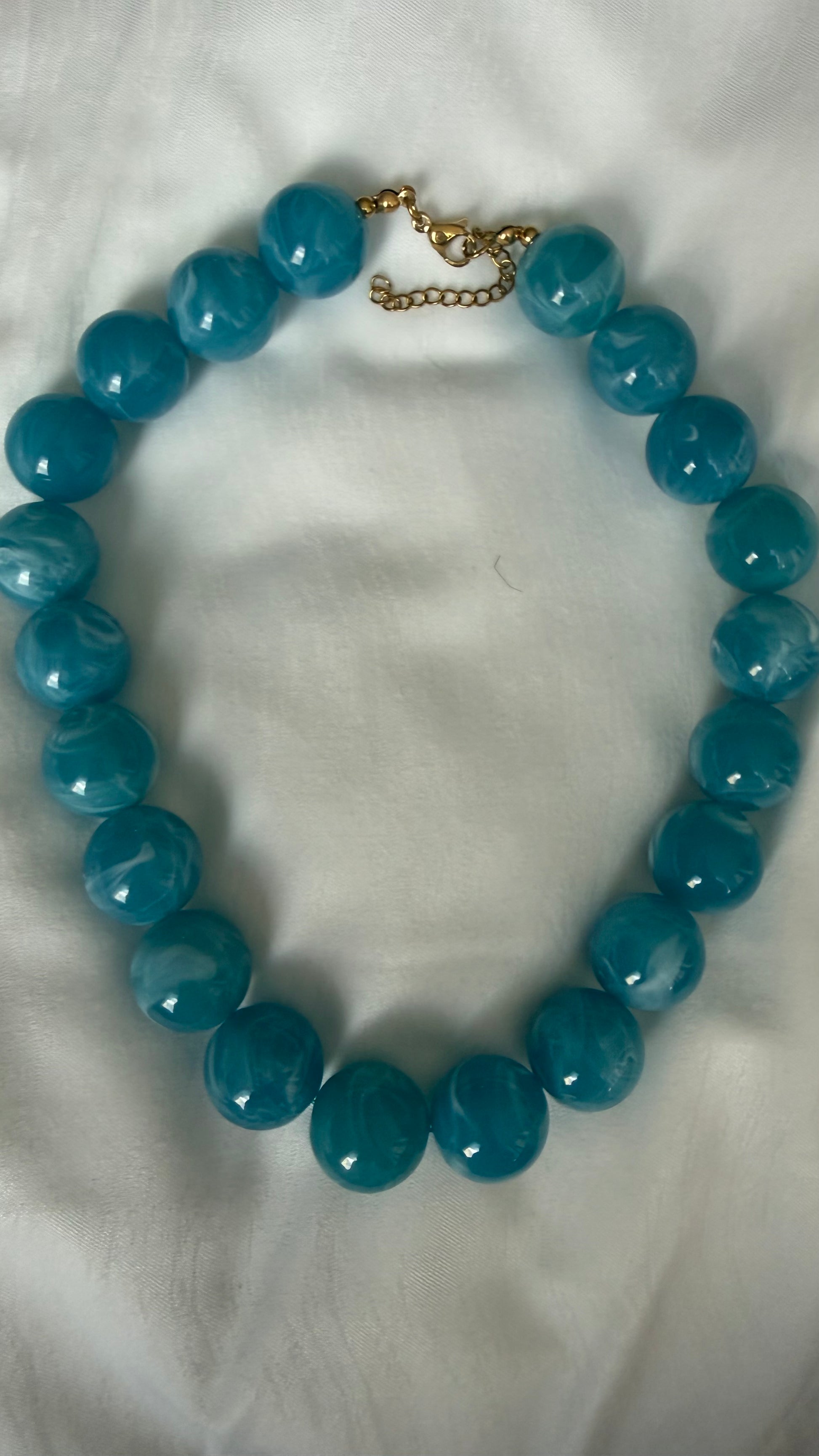Marble Bead Necklace Teal - Triple Charm Boutique