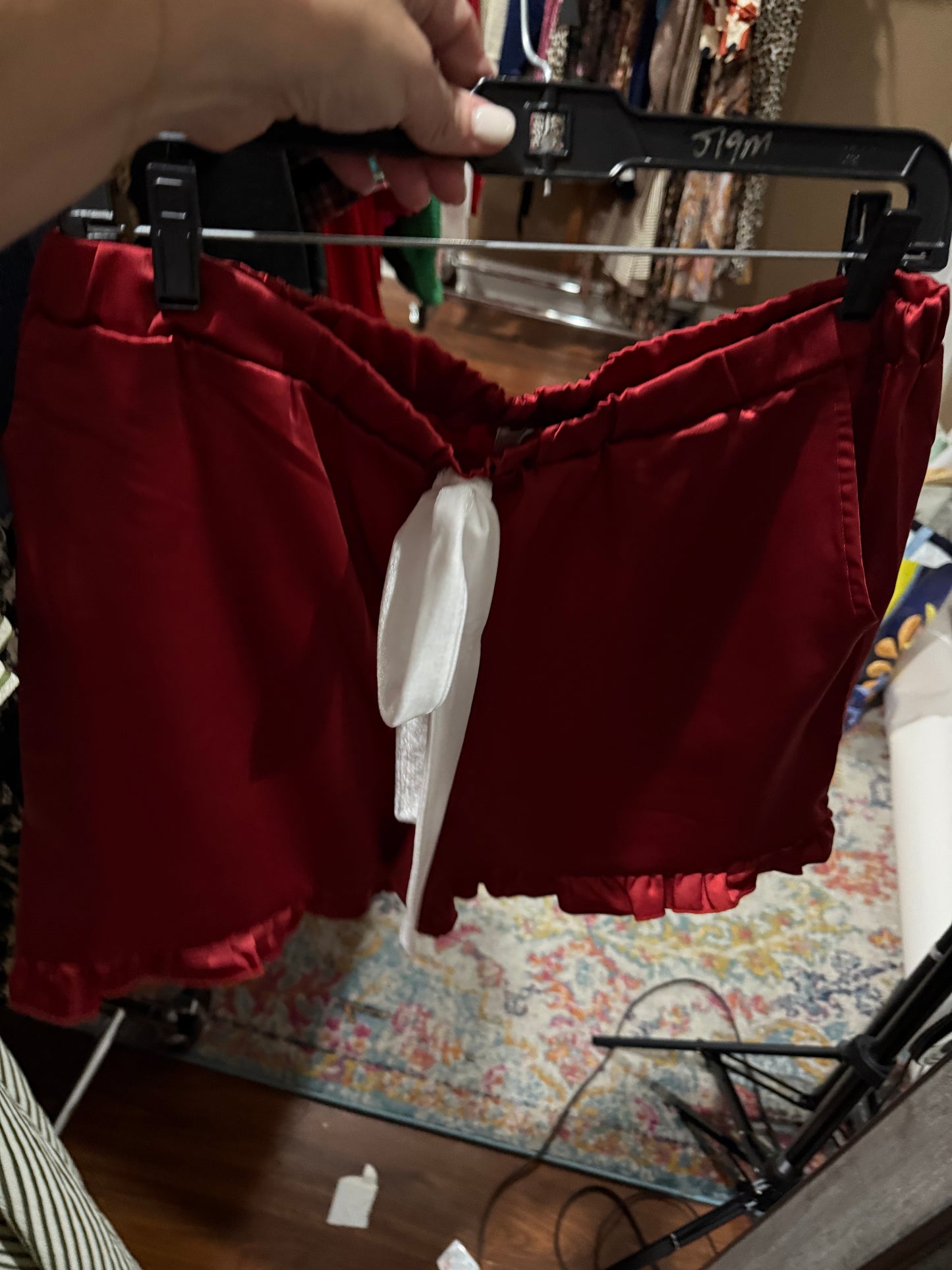 Red Satin Pajama shorts only