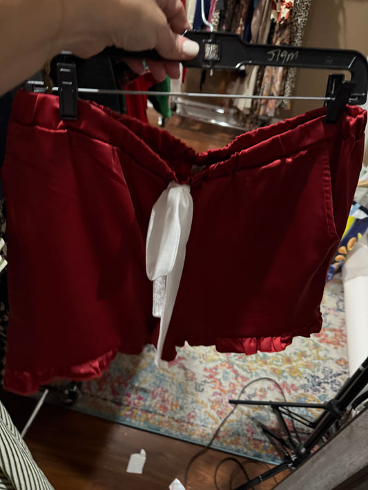 Red Satin Pajama shorts only