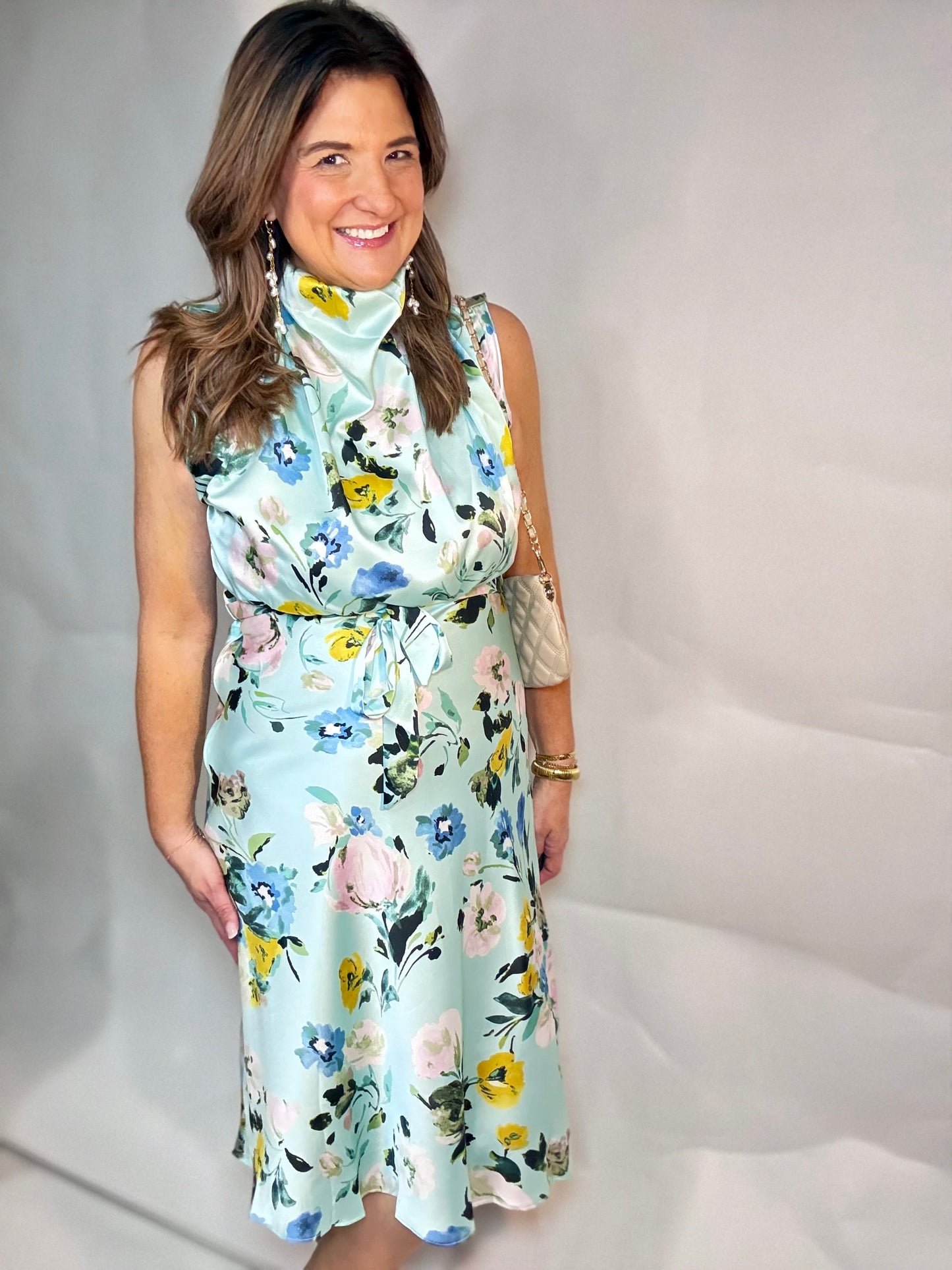 The Teal Floral Midi Dress