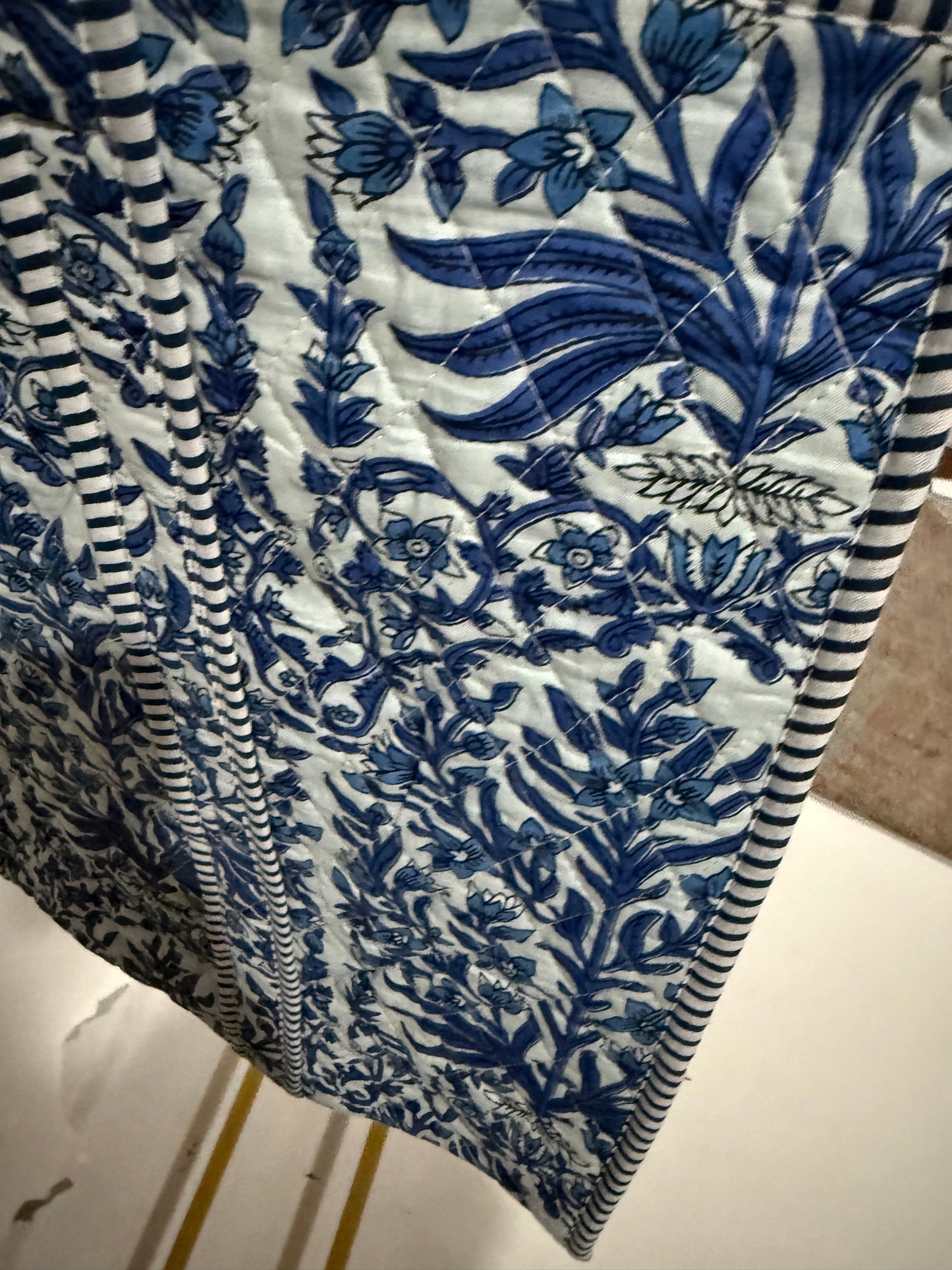 The Blue Floral Quilted Tote Bag