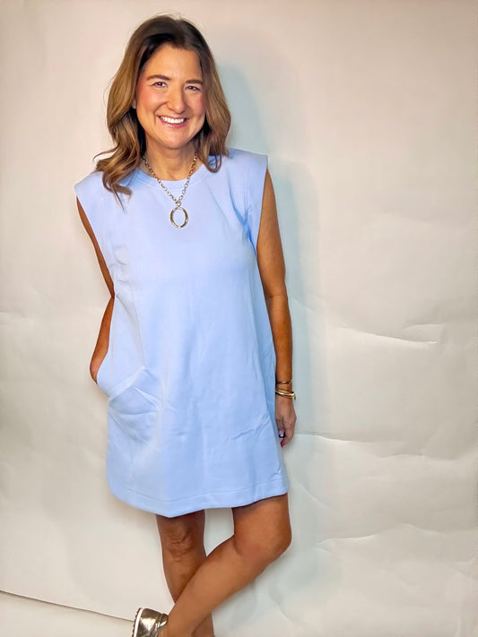 The Baby Blue Scuba Mini Dress