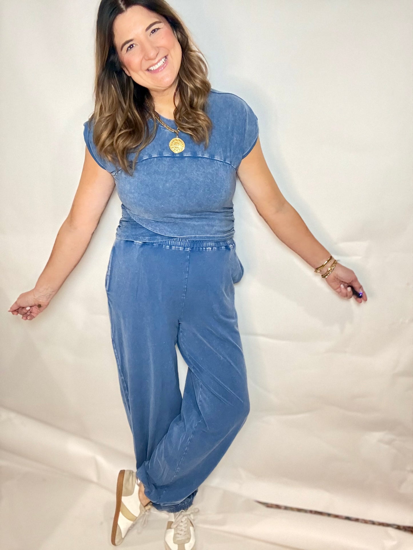 Your Favorite Navy Pants Set - Triple Charm Boutique