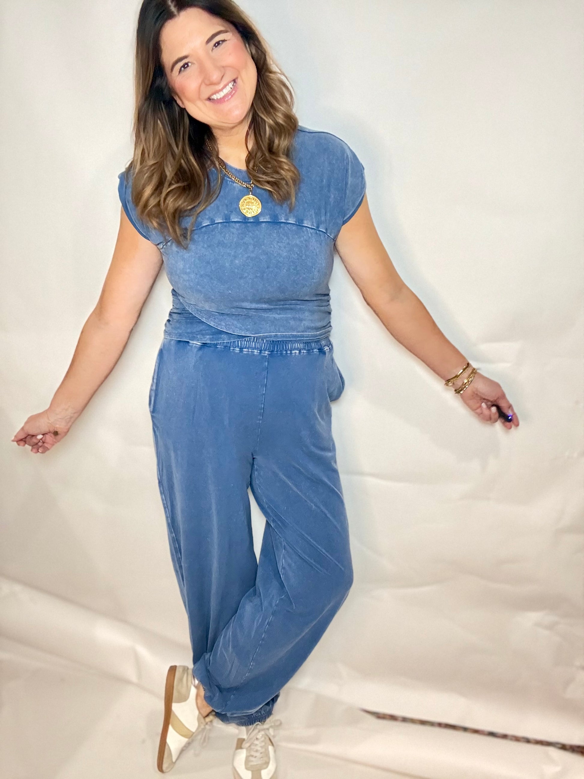 Your Favorite Navy Pants Set - Triple Charm Boutique