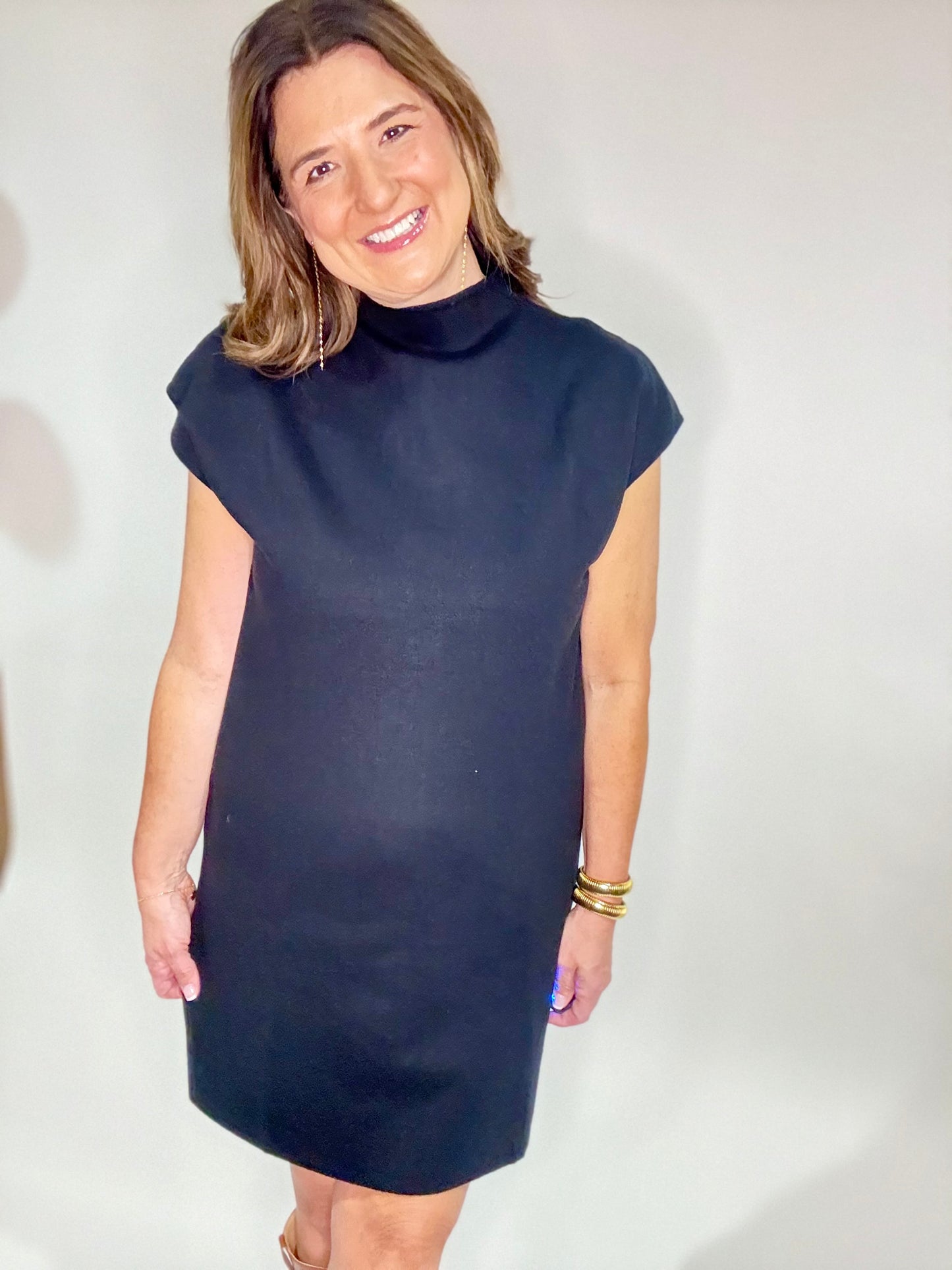 The Black Mock Neck Fitted Dress