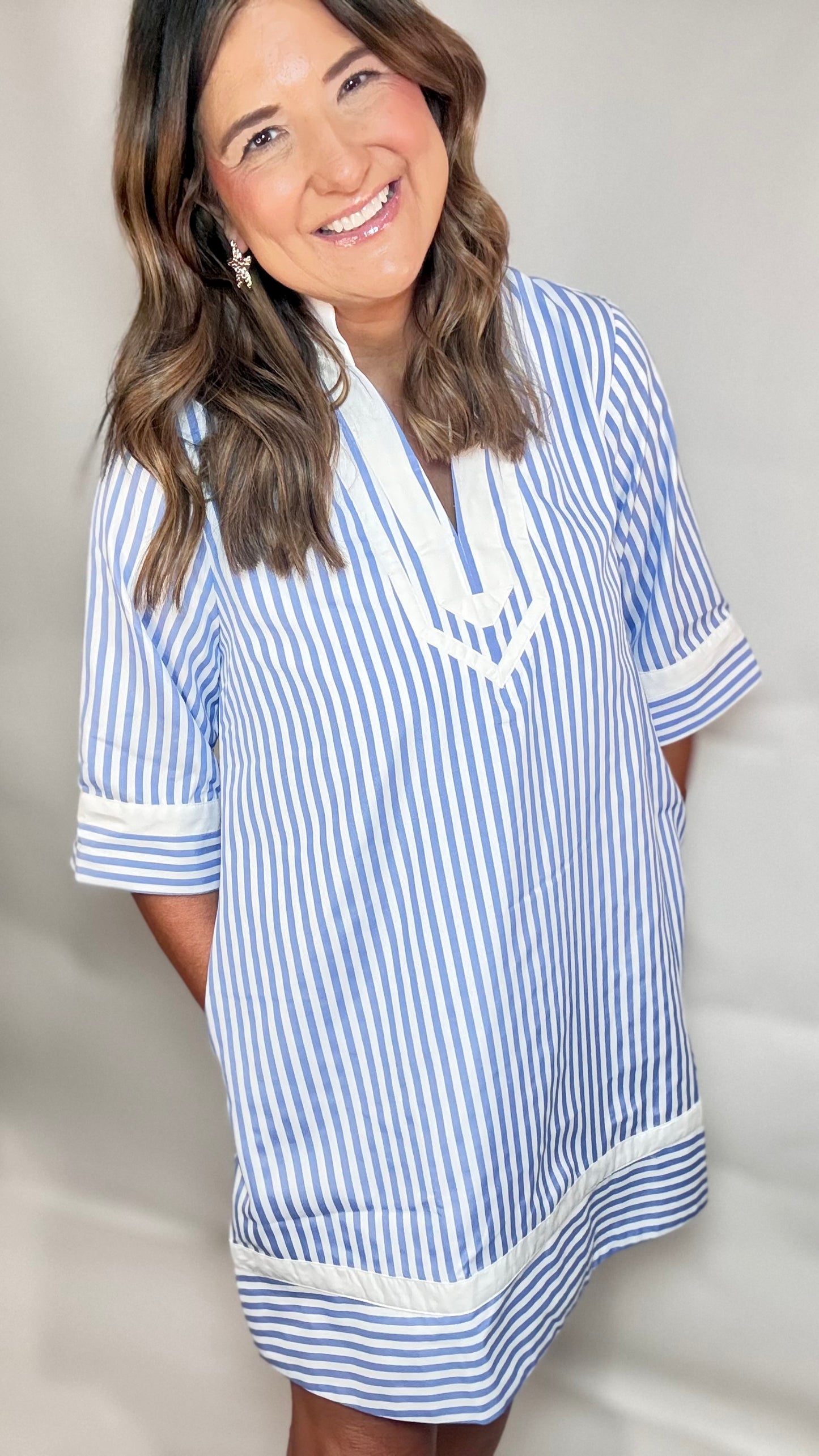 The Baby Blue Striped Dress