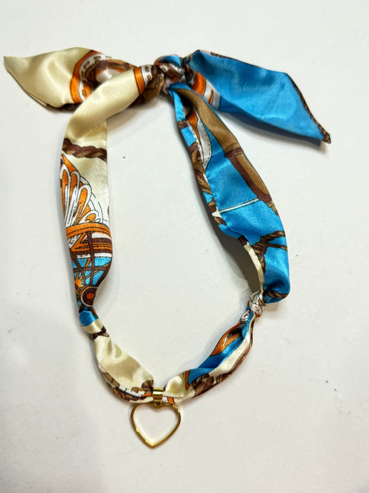 The Cream, Brown Blue, & Orange Scarf Necklace