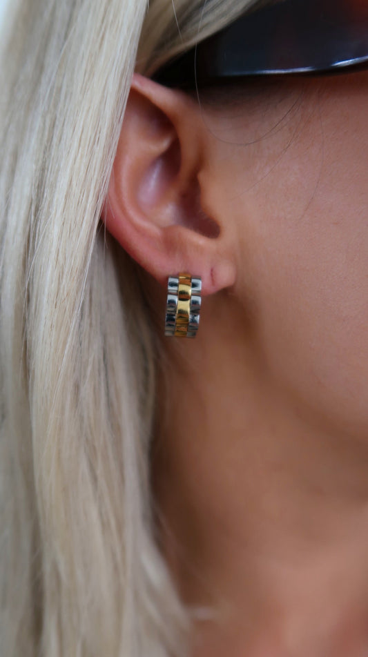 SMALL TWO TONED ROLLY HOOPS - Triple Charm Boutique