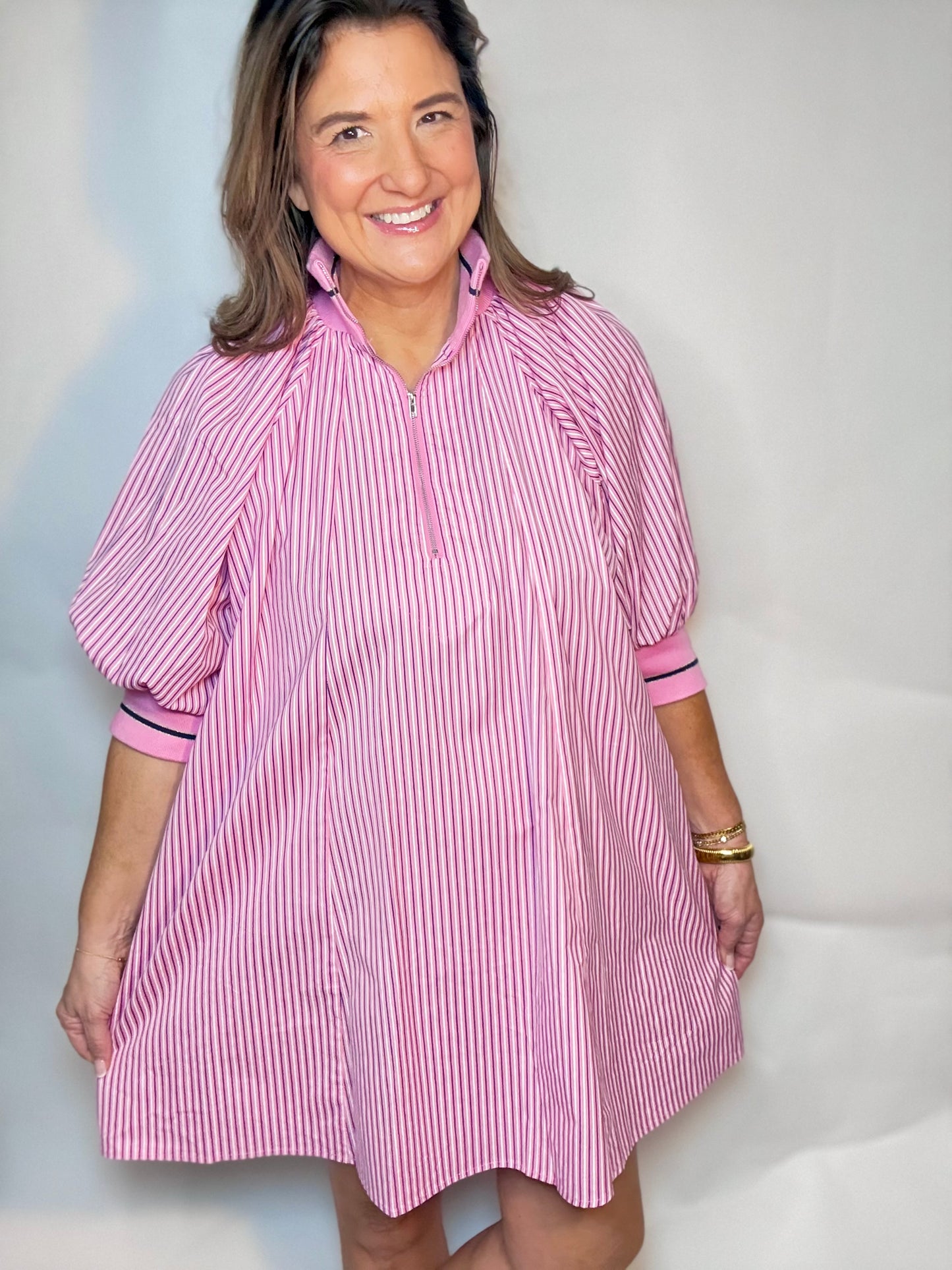 The Pink Stripe Zip Dress