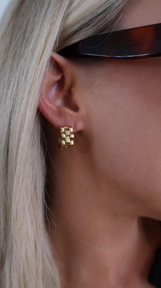 SMALL GOLD ROLLY HOOPS - Triple Charm Boutique