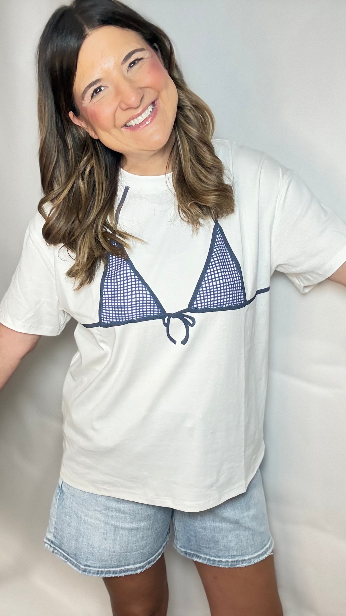 The Navy Blue Bikini Top Tee